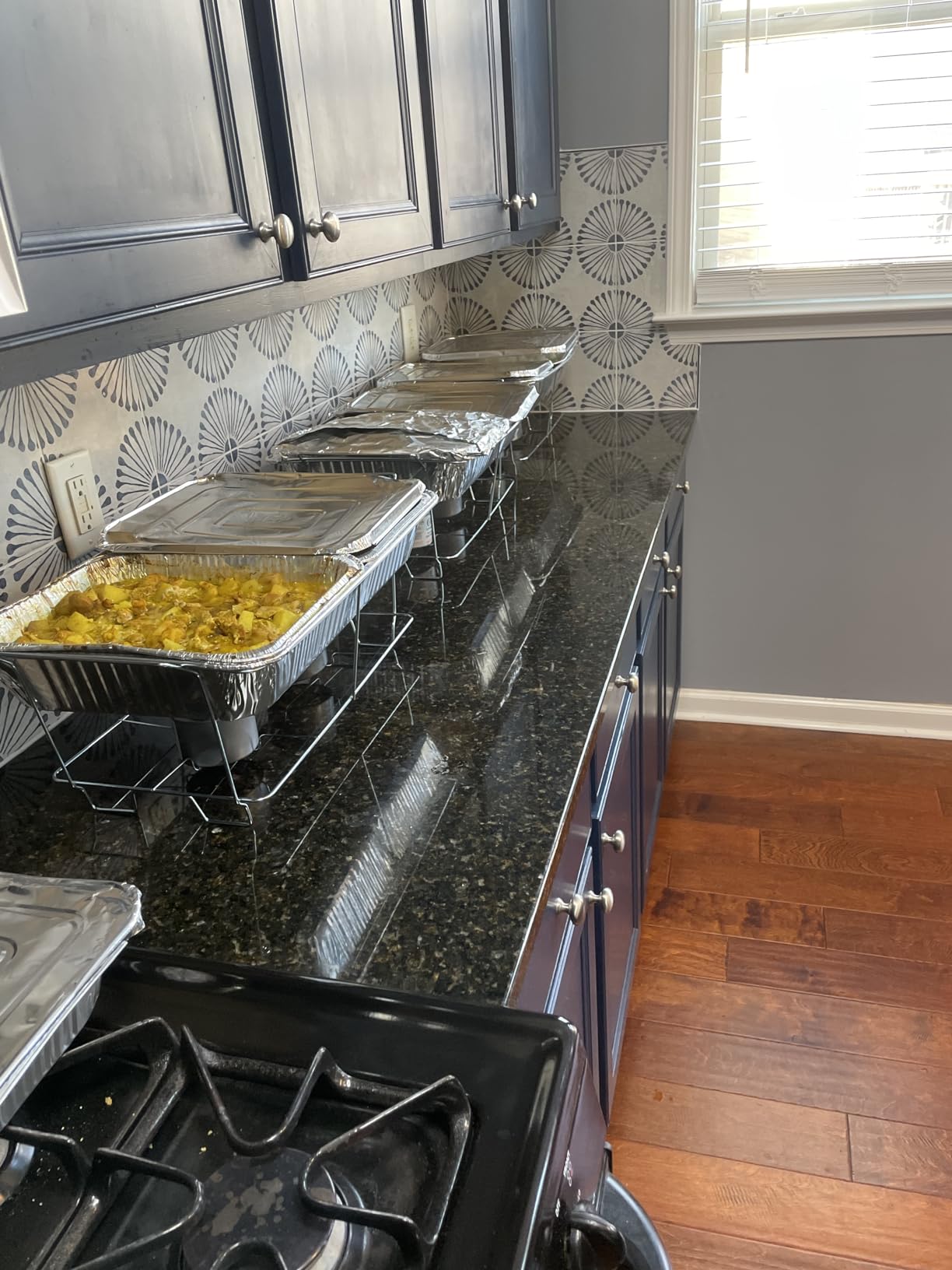 Disposable Chafing Dish Buffet Set, 33 Piece of Chafing Servers with Food Warmers, Covers, Full-Size Food Pans, Water Trays, Serving Utensils, Foil Lids and 4Hr Fuel Cans for Parties, Catering customer photo 1