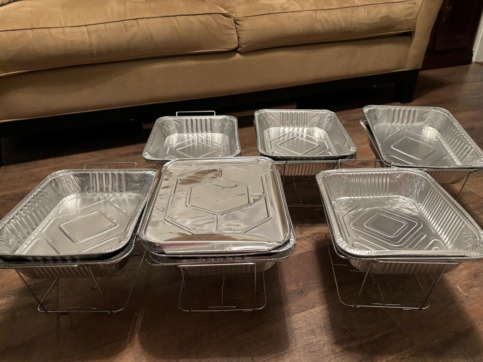 Disposable Chafing Dish Buffet Set, 33 Piece of Chafing Servers with Food Warmers, Covers, Full-Size Food Pans, Water Trays, Serving Utensils, Foil Lids and 4Hr Fuel Cans for Parties, Catering customer photo 2