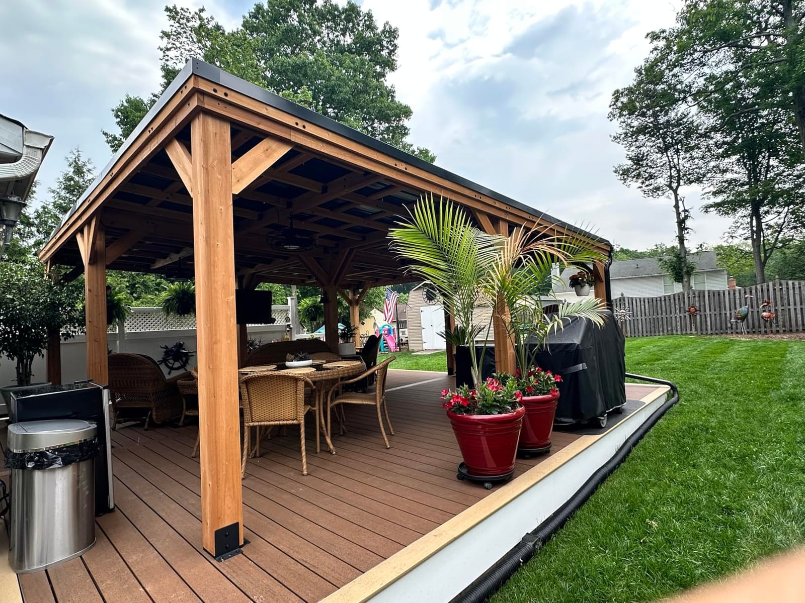 Backyard Discovery Kingsport 20' x 20' Cedar Wood Outdoor Carport Garage with Heavy-Duty Galvanized Steel Slope Roof, Snow Support, Wind Resistance, PowerPort, Shelter to Protect Cars, Boats, Trucks customer photo 1