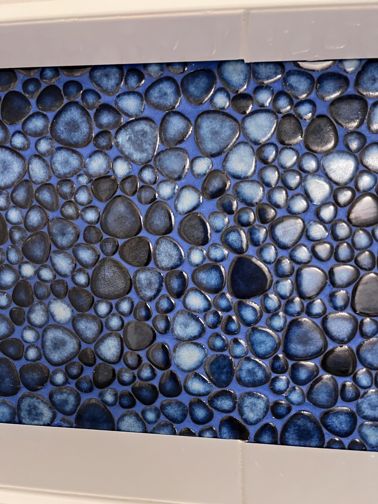 Cobalt Blue Pebble Tiles for Shower Floor Bathroom Floor Wall Mosaic Tile [Set of 5 Sheets] customer photo 1