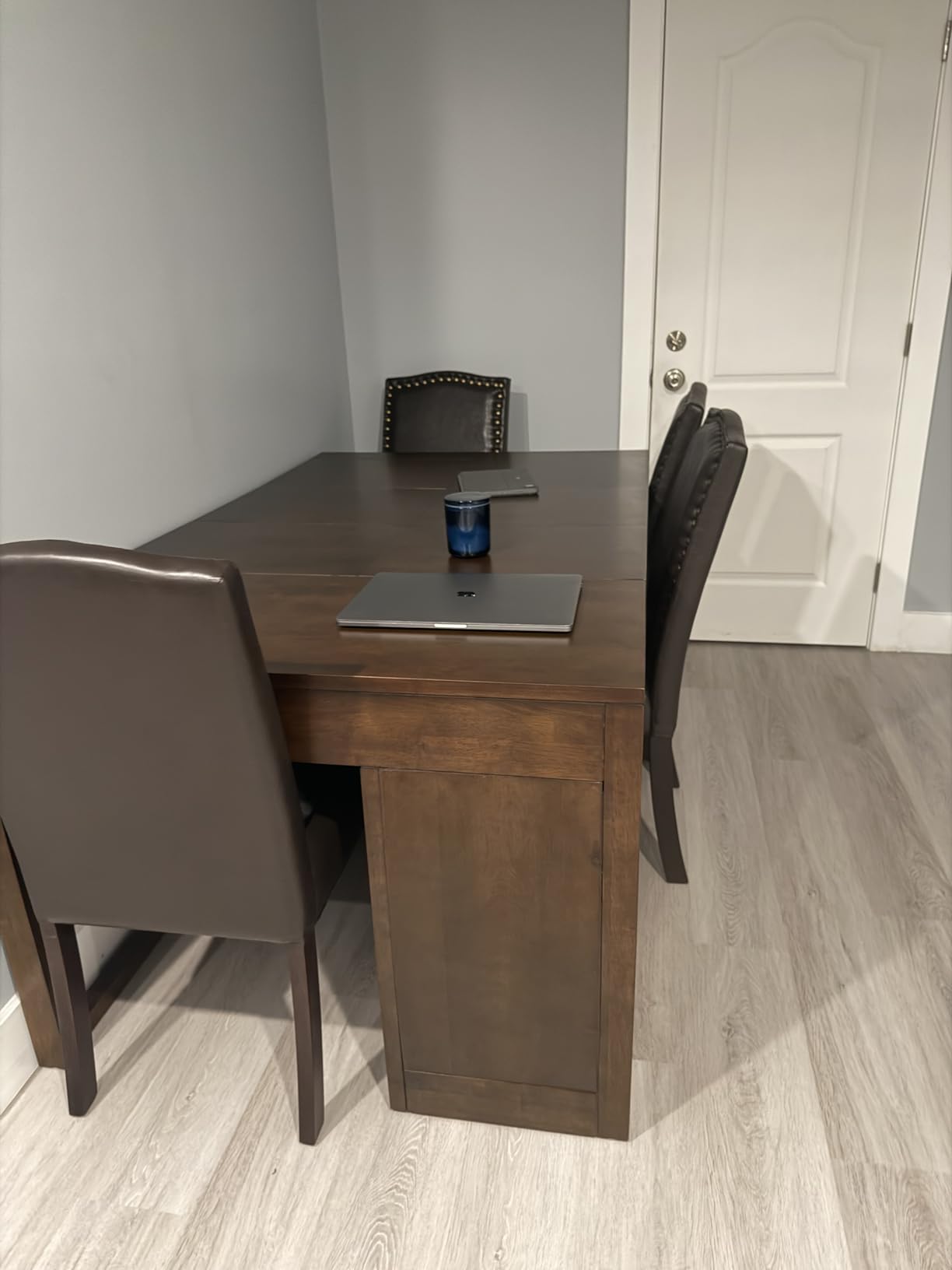 DUMOS Dining Chairs Set of 4, Modern PU Leather Kitchen Table Chairs | Wooden Legs, Padded Seat, Armless, Dining Room, Living Room, Restaurant, Brown customer photo 1