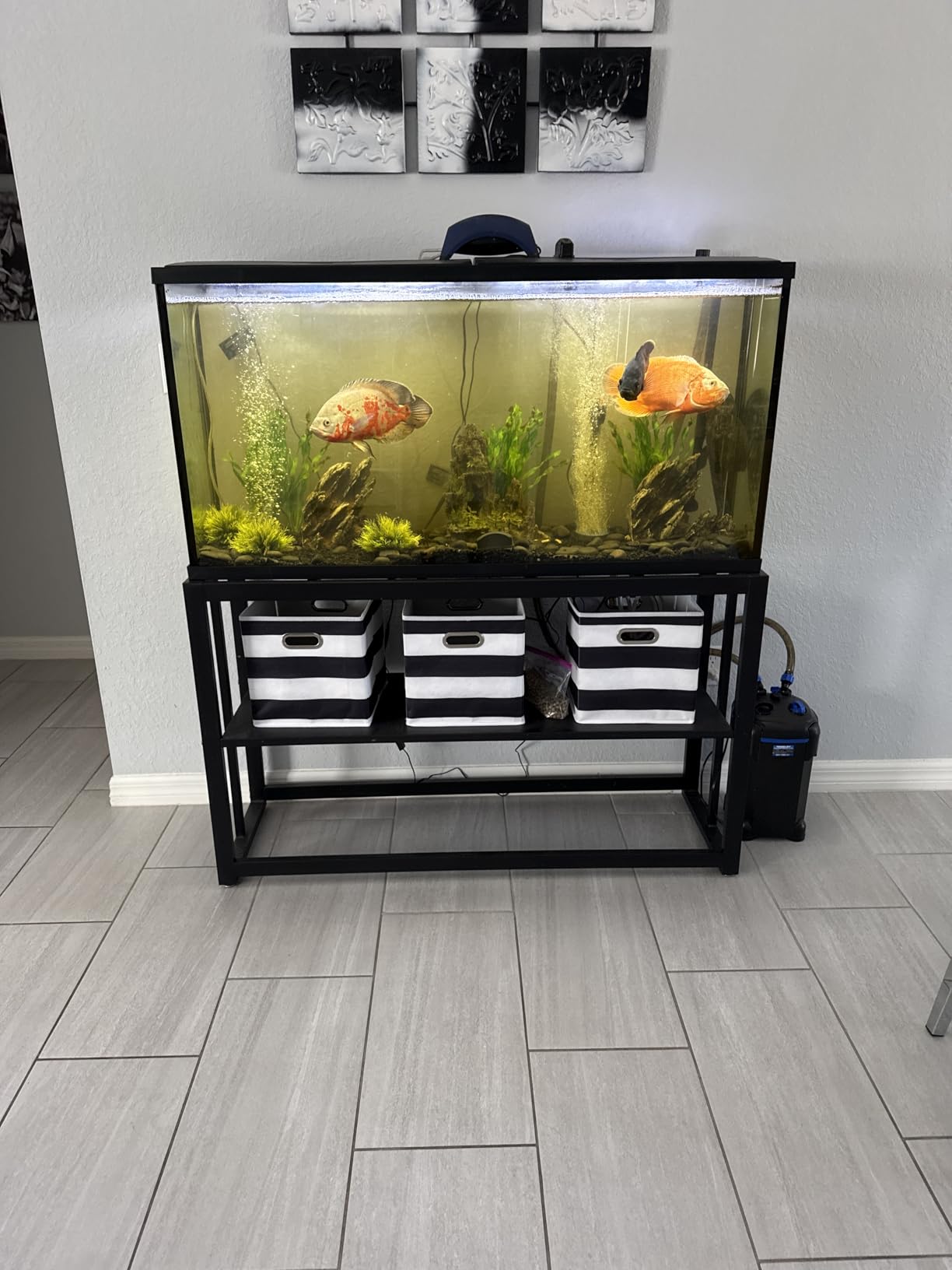 Akenow 55-75 Gallon Fish Tank Stand with Storage Shelf, 48.5 x14.9 x 29.2 Inch Aquarium Stand, Turtle Tank, Reptile Terrariums and Breeder Tank Stand, 980LBS Capacity, Black customer photo 2