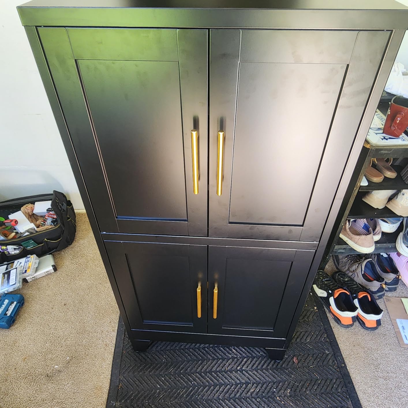 GAIOUS Black Kitchen Pantry Cabinet,Storage Cabinet with Acrylic Glass Door | and Adjustable Shelves, Metal Food Storage Cupboard, Tall Versatile Storage for Kitchen, Dining Room, Home Office and Bedroom customer photo 2