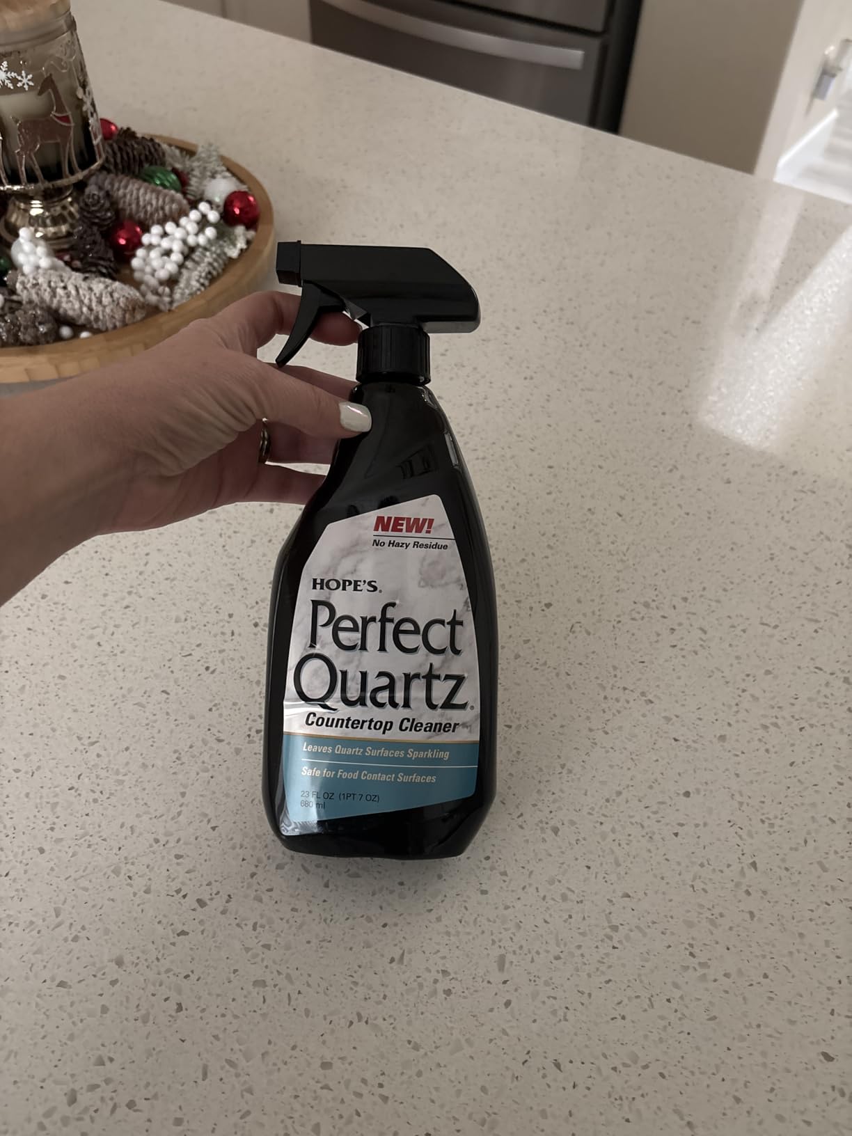 HOPE'S Perfect Quartz Countertop Cleaner, No Hazy Residue, Streak-Free, Safe on Food Contact Surfaces, Fragrance-Free, Sunscreen-Free, Counter Cleaner for All Brands of Quartz, 23 Fl Oz, Pack of 1 customer photo 2