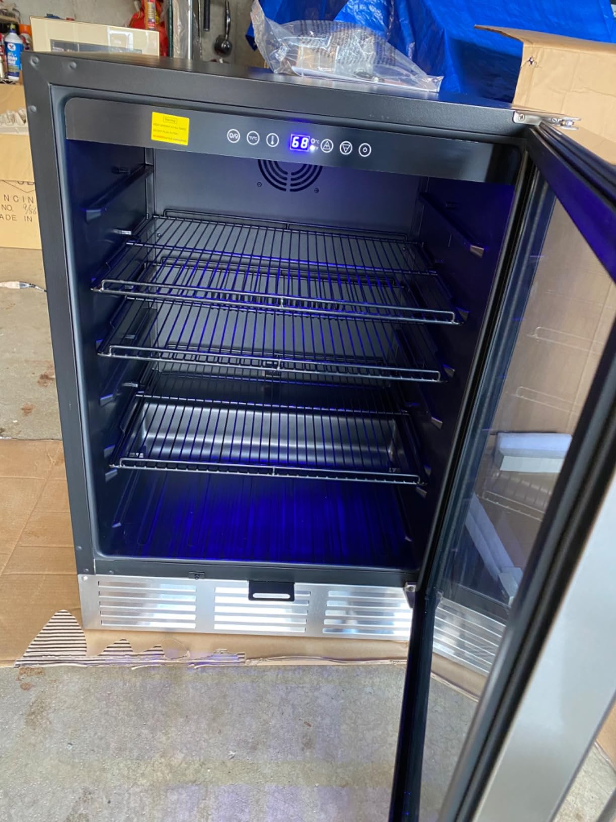EUHOMY 24 Inch Beverage Refrigerator, 180 Can Under Counter Refrigerator | 37°F-65°F, Compressor Cooling, Built-in or Freestanding, Removable Shelves, Bar Office Kitchen Use, LED Light, Glass Door customer photo 1