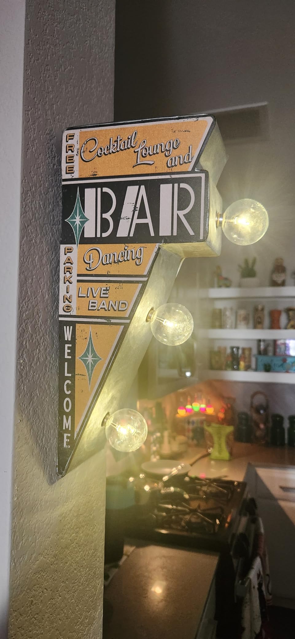 Bar Double-Sided Marquee Sign With LED Bulbs Vintage Inspired Retro Wall Decor For The Man Cave, Game Room, Arcade, Or Home Bar (12