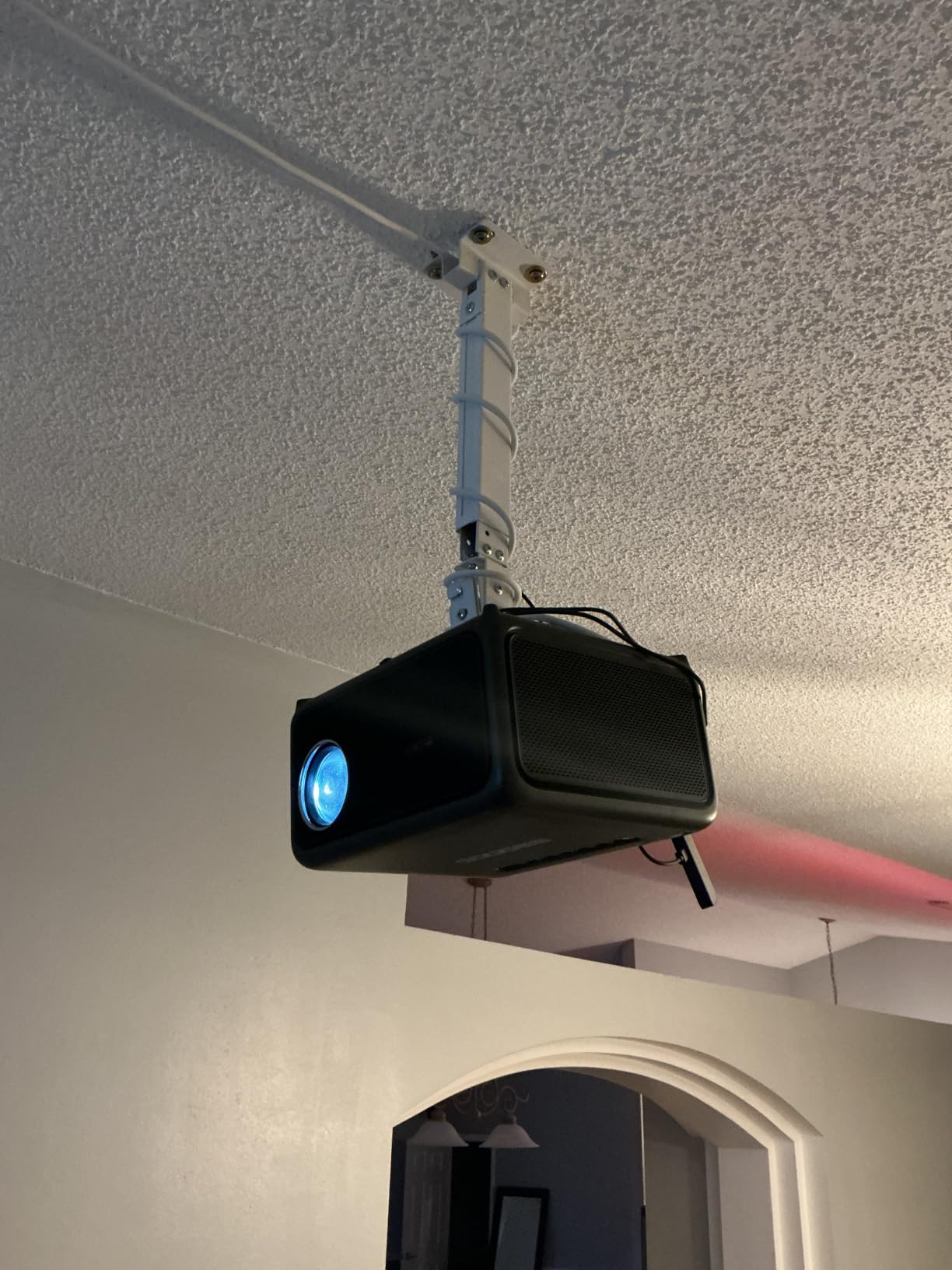 WALI Projector Ceiling Mount Tray, Height Adjustable Wall Mount Holder for Projectors, Hidden Cable Management, Fits Projectors up to 22lbs, 13.7 x 8.6 inch Platform, Black (PM-005-B) customer photo 1