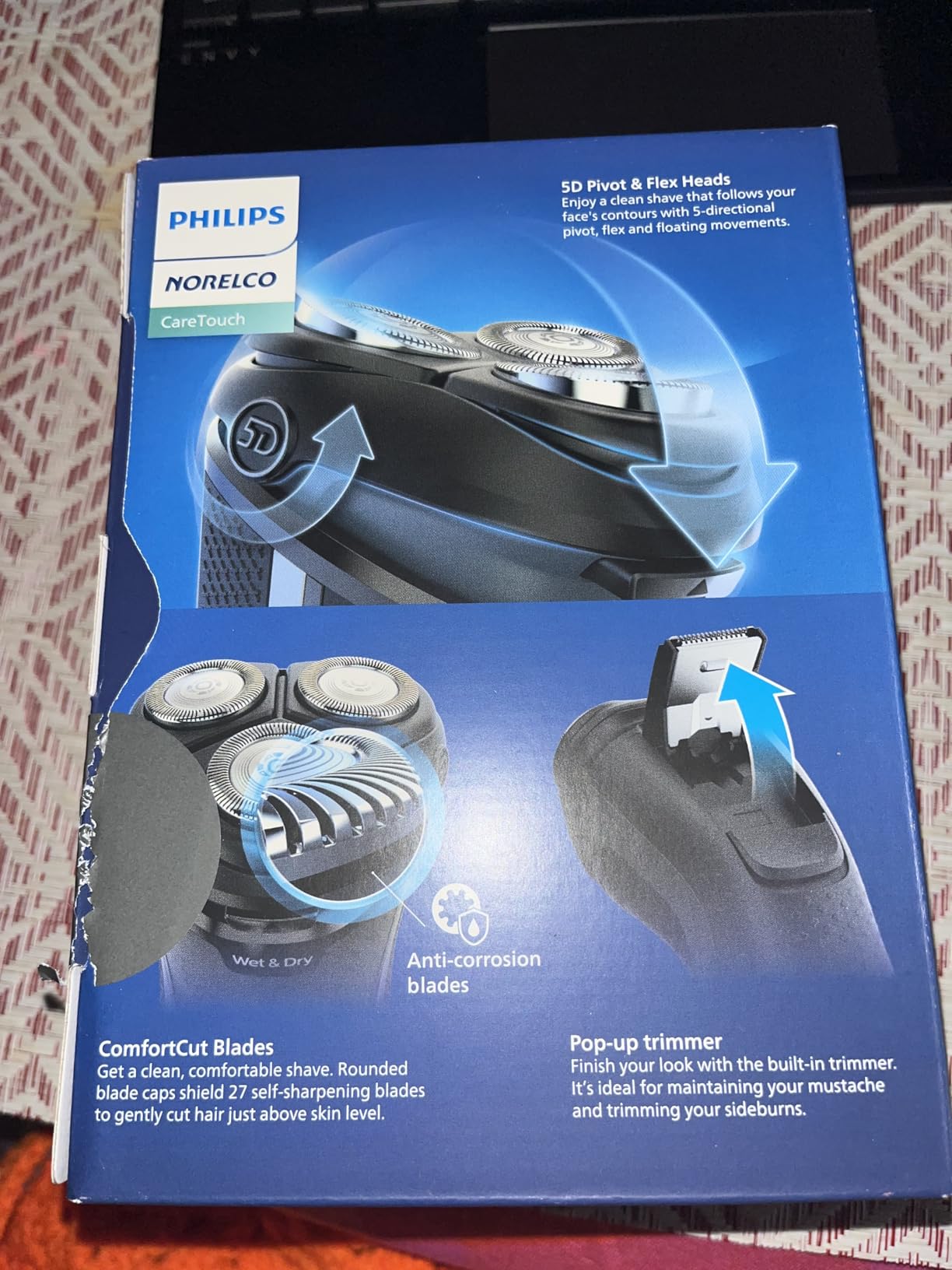 Philips Norelco CareTouch Electric Shaver, Ash Gold | 27 Self Sharpening ComfortCut Blades, 5D Pivot & Flex Heads, Wet or Dry Use, Includes Travel Pouch, S3242/90 customer photo 1