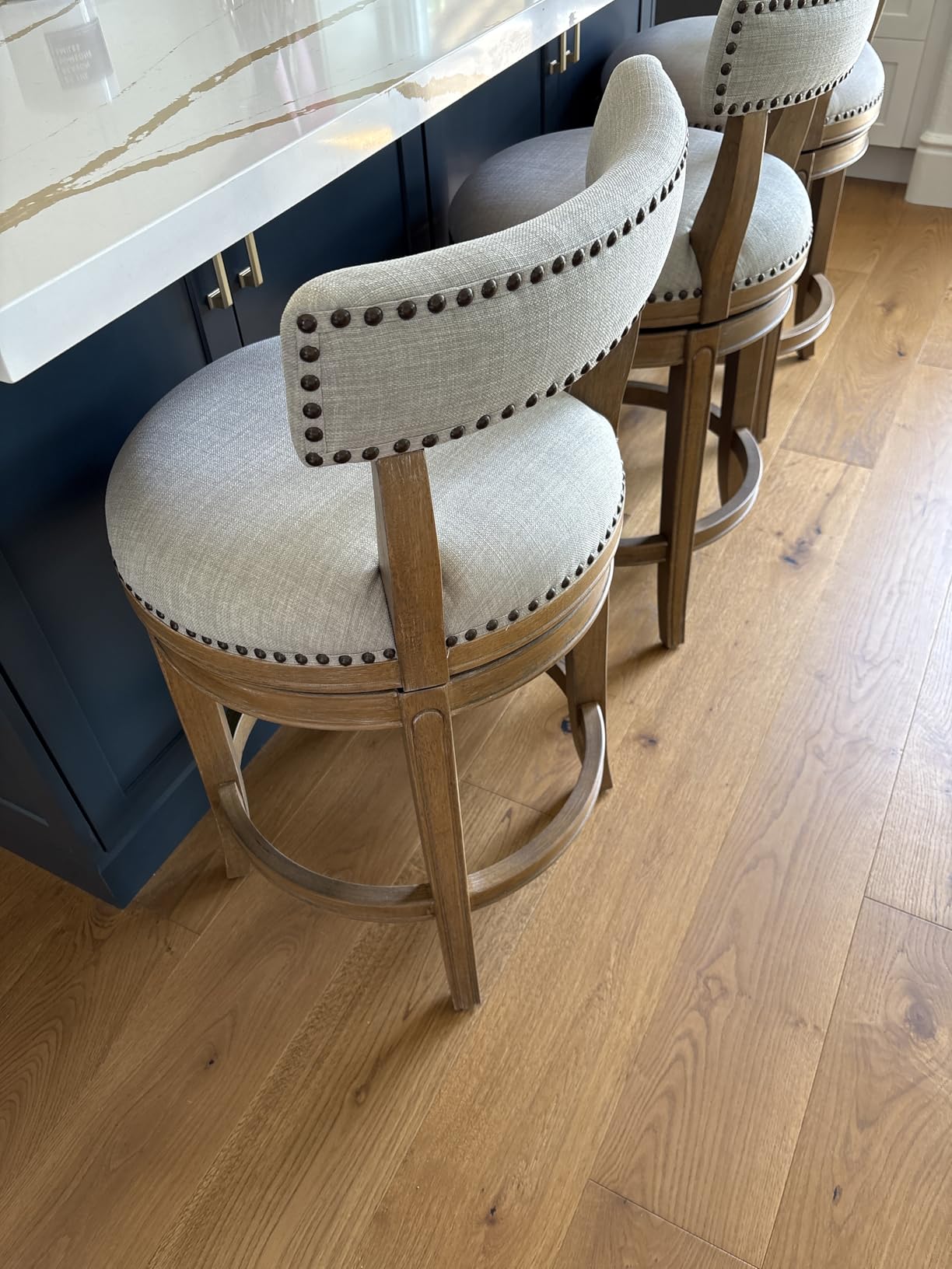 Maven Lane Alexander Counter Stool, Brown, Beige Leather, 26