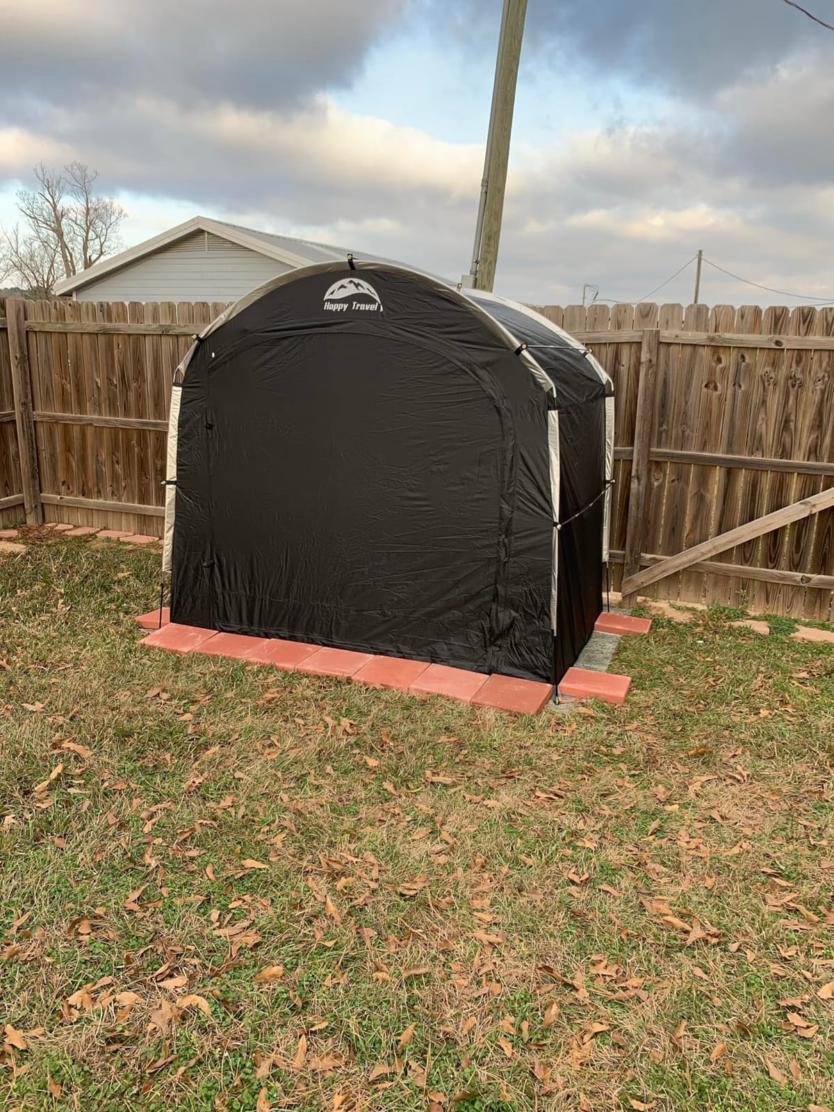 Happy Travel Bike Storage Shed Tent, Outdoor Portable Bicycle Storage Sheds | 210D Oxford Fabric PU4000 Waterproof for 2/3/4/6/8 Bikes, Shelter for Motorcycle, Garden Tools, Lawn Mower customer photo 1