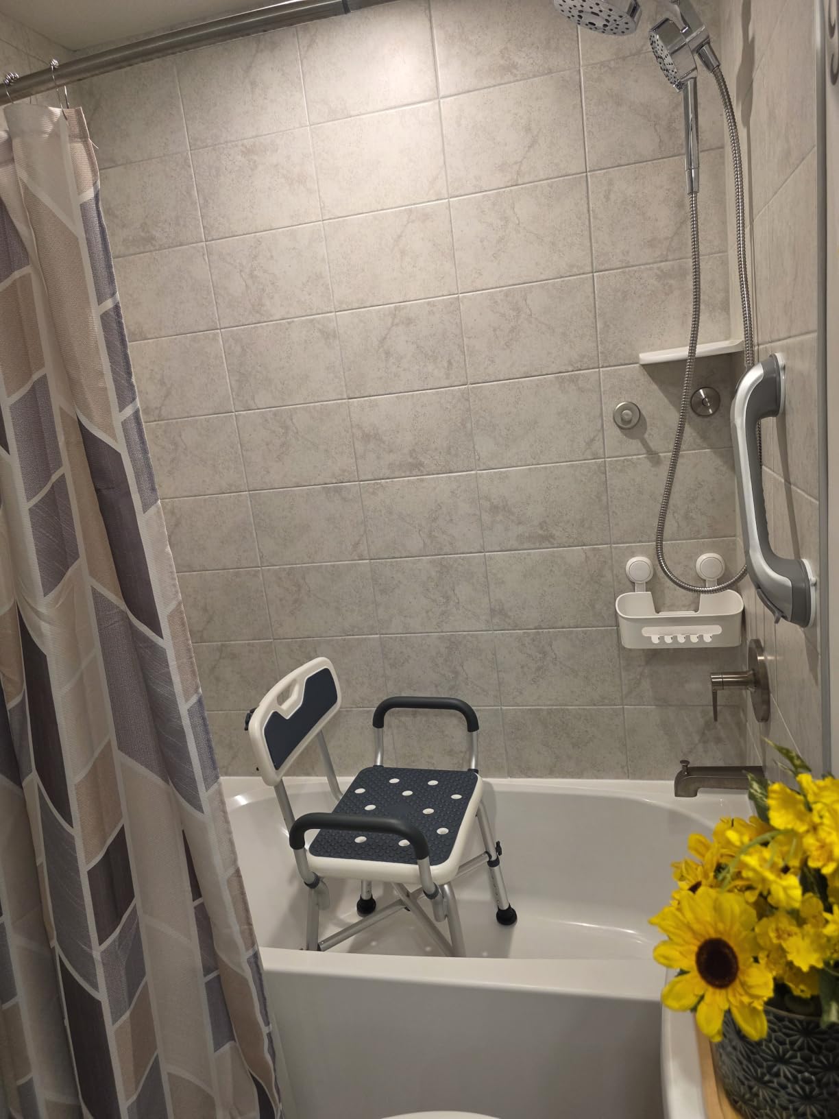 PELEGON Shower Chair for Elderly and Disabled (450lb) with Padded Armrests and Back, Adjustable Height Shower Seat, Heavy Duty Shower Chairs for Inside Shower, Handicap - Blue customer photo 2
