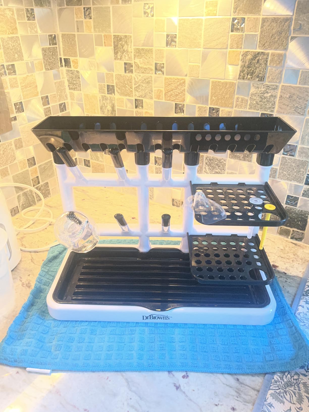 Dr. Brown's Drying Tower, Stand-Up Drying Rack, Countertop Baby Bottle Drying with Organized Storage for Baby Essentials, Space Saving Vertical Rack, Black/White customer photo 2