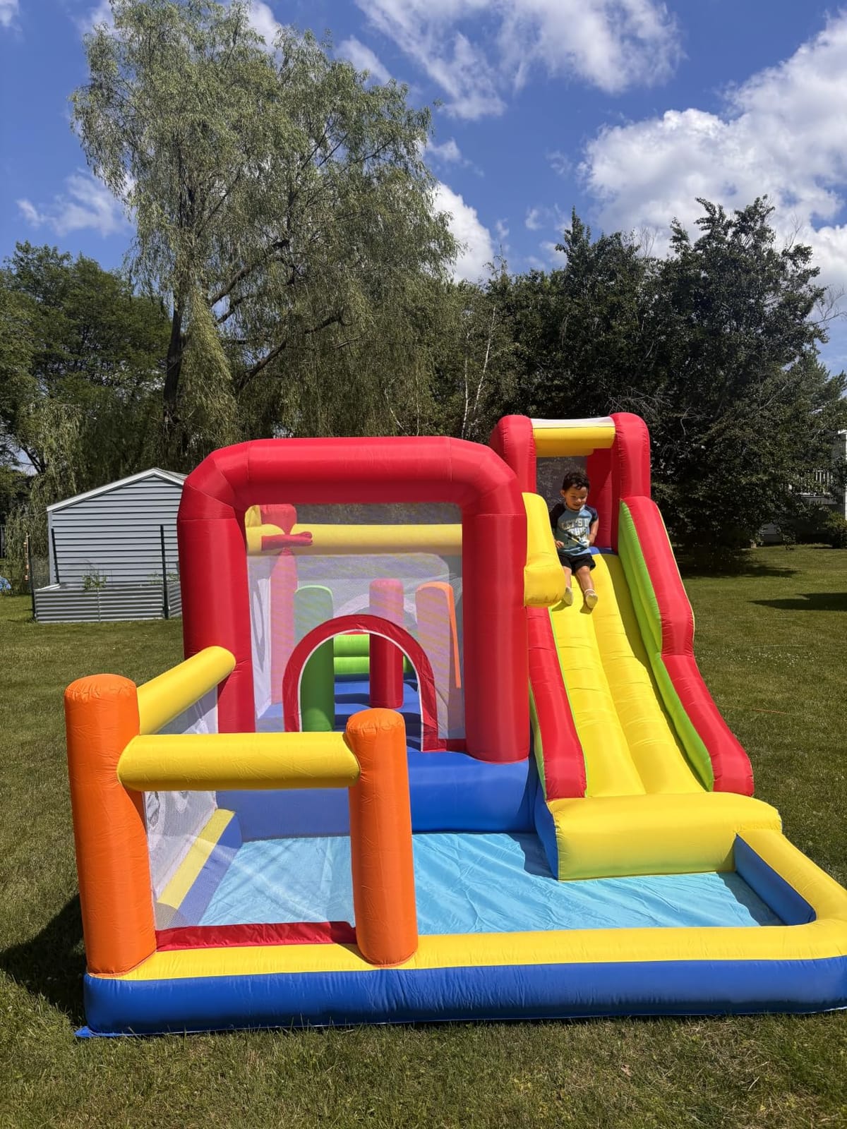 Hongcoral Bounce House, Inflatable Bounce Castle with Blower for Kids, Blow Up Jumping Bouncer with Slide, Climbing Wall, Obstacles, Trampoline, Ball Pit Pool for Indoor Outdoor customer photo 1
