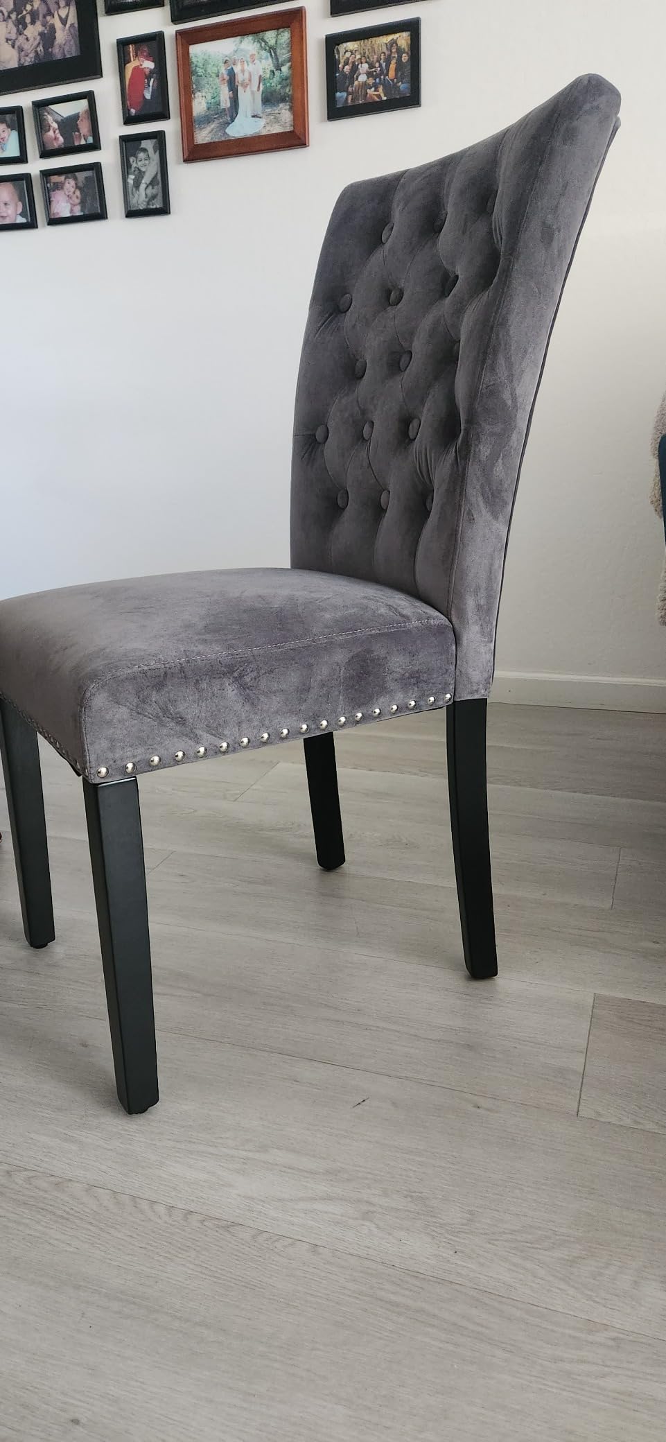 adochr Velvet Dining Chairs Set of 4, Parsons Kitchen Chair, Blue | Wooden Legs & Nailed Trim, Upholstered Dining Room Chairs 350 LBS Capacity customer photo 1