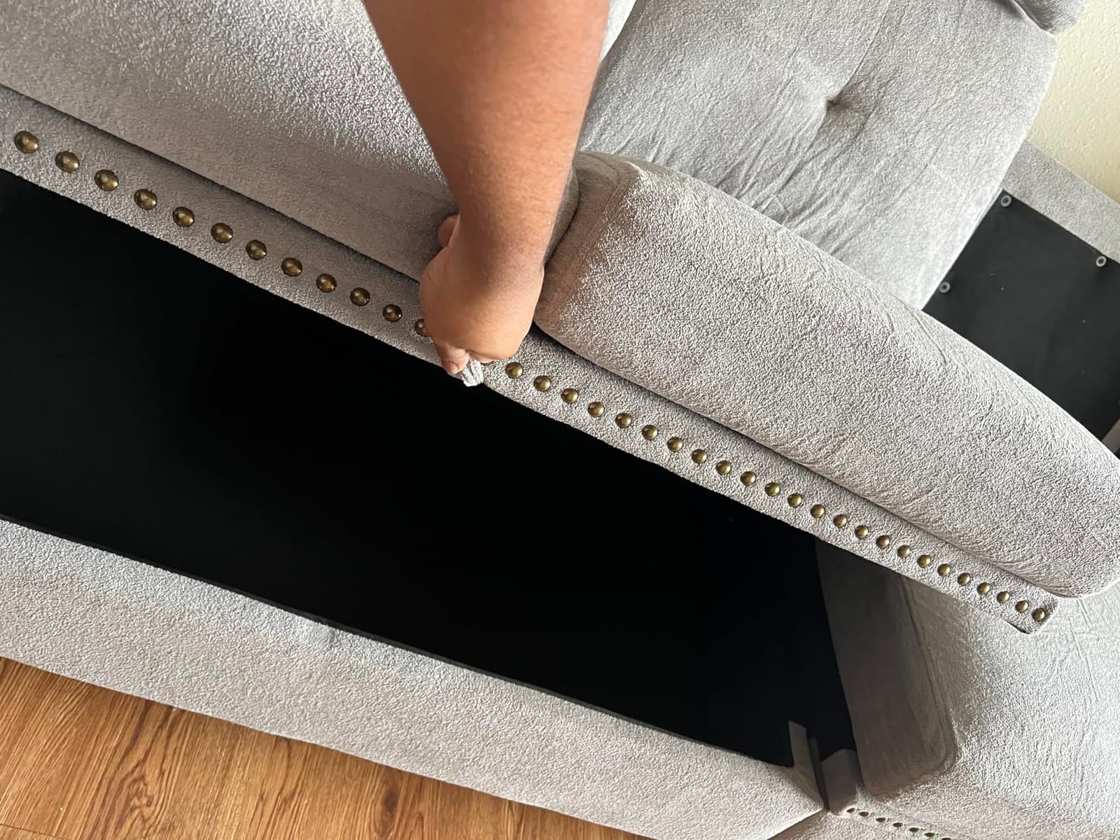 108'' Convertible Sectional Sofa, 4 Seat L Shaped Couch with Storage High Back and Cup Holder, Modern Microfiber Fabric Sofas Couches for Living Room, Dark Grey customer photo 1