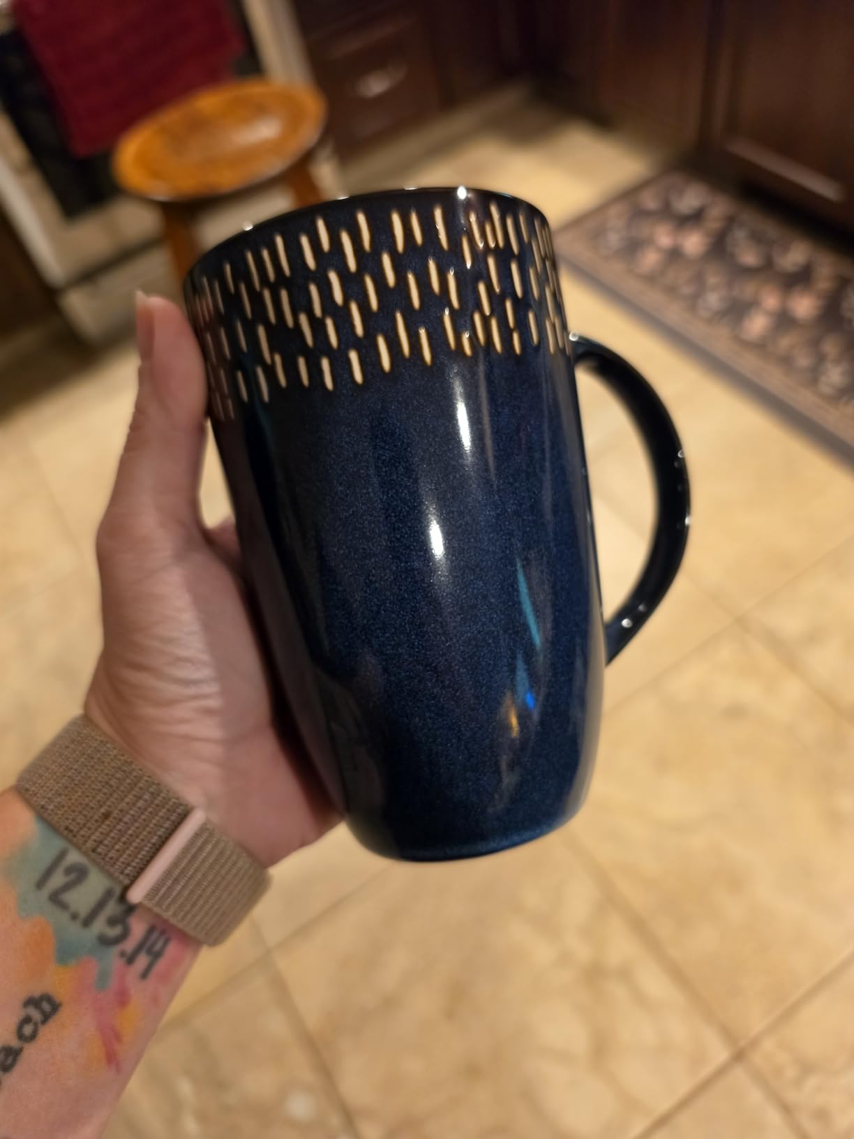 22oz Oversized Heavyweight Ceramic Coffee Mug, Large (Blue) | Extra Large, Oversized Heavyweight Ceramic, Reactive Glaze, Microwave & Dishwasher Safe, Gift Box customer photo 2