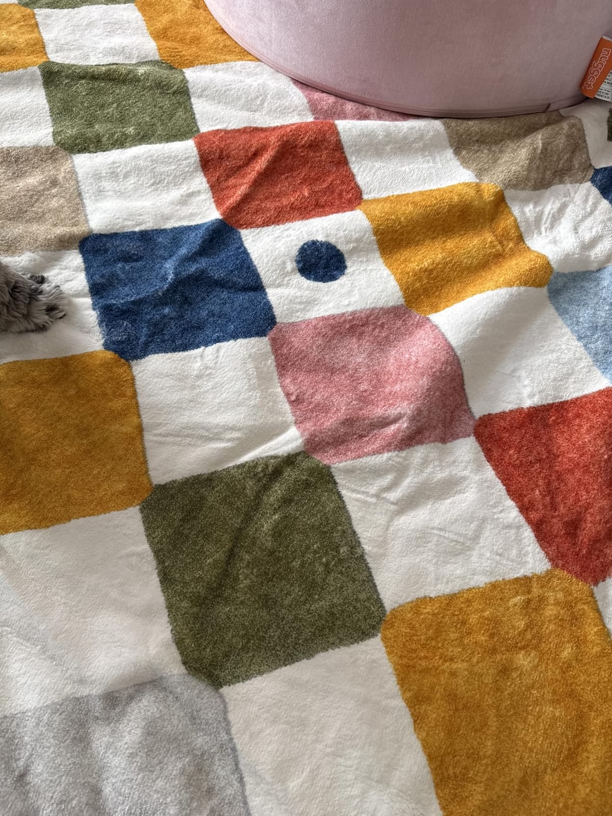 jinchan 5x7 Nursery Rug Washable Kids Playroom Rug Colorful Classroom Decor | Soft, Non-Slip, Cute, Kid-Friendly, Checkered Diamond Design, Play Mat, Cream Background customer photo 1