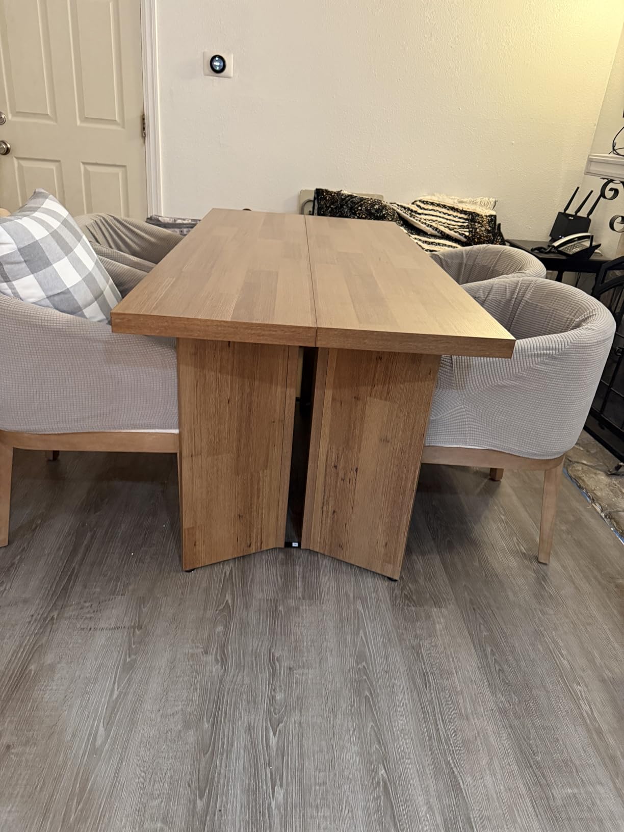 Tribesigns 63-inch Dining Table for 4-6, Farmhouse Kitchen Table with Large Tabletop, Rectangular Dinner Eating Table for Dining Room, Living Room, Kitchen customer photo 2