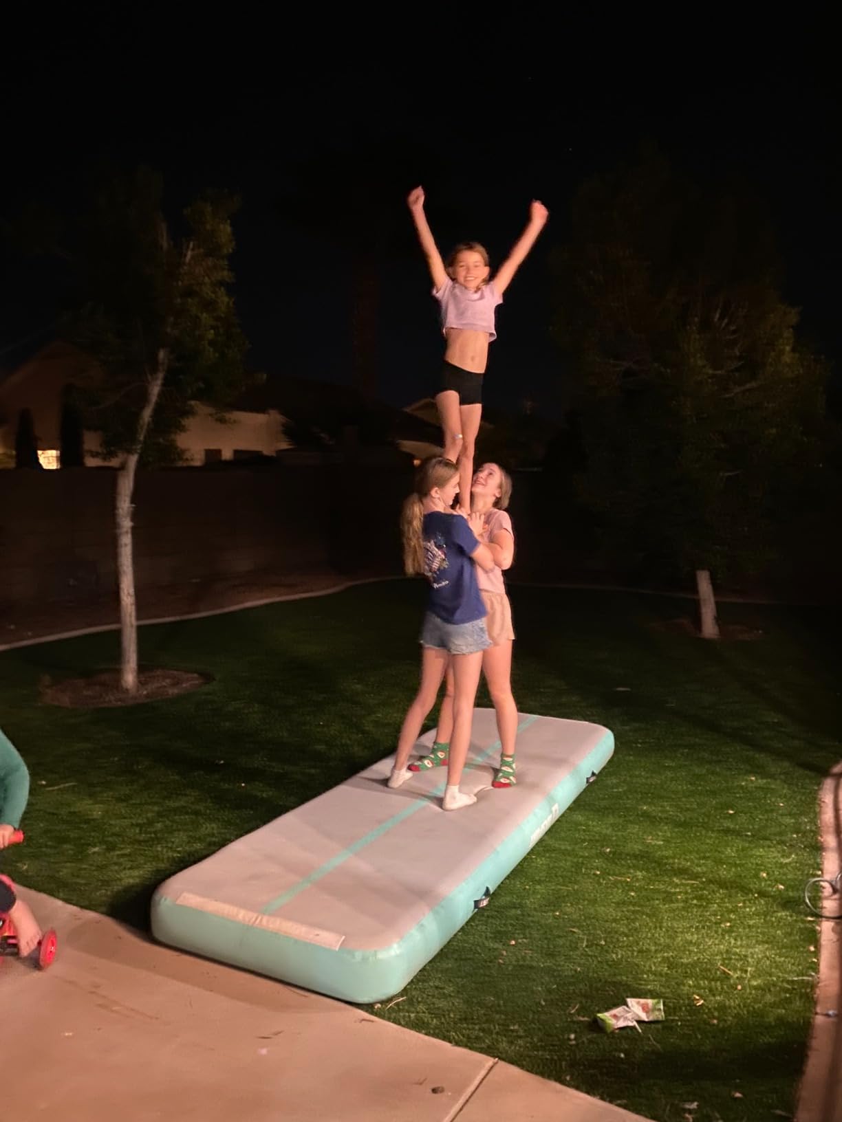 AKSPORT Inflatable Gymnastics Mat Tumble Track 10ft 13ft 16ft 20ft 23ft Air Tumbling Mat with Air Pump for Home Use/Training/Cheerleading/Yoga customer photo 2