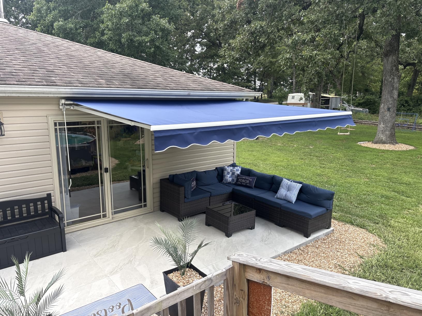 U-MAX Retractable Awning, 10'x8' Manual Awnings for Patio Sun Shade Shelter, Water-Resistant Polyester Cover Outdoor Door Window Awning with Crank Handle for Deck, Home, Backyard, Balcony, Beige customer photo 1
