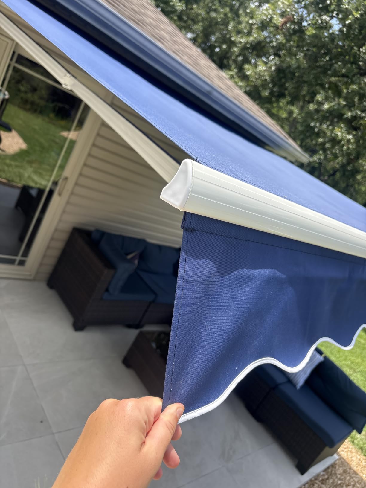 U-MAX Retractable Awning, 10'x8' Manual Awnings for Patio Sun Shade Shelter, Water-Resistant Polyester Cover Outdoor Door Window Awning with Crank Handle for Deck, Home, Backyard, Balcony, Beige customer photo 2