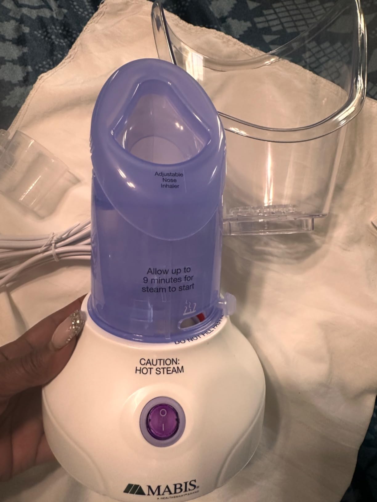 Mabis Steam Inhaler with Adjustable Facial & Nasal Mask (FSA/HSA) - Natural Vapor Inhaler Therapy for Sinus Relief, Skincare, & Pore Cleansing | Plug-in Vaporizer Humidifier - 60ml Liquid Capacity customer photo 1
