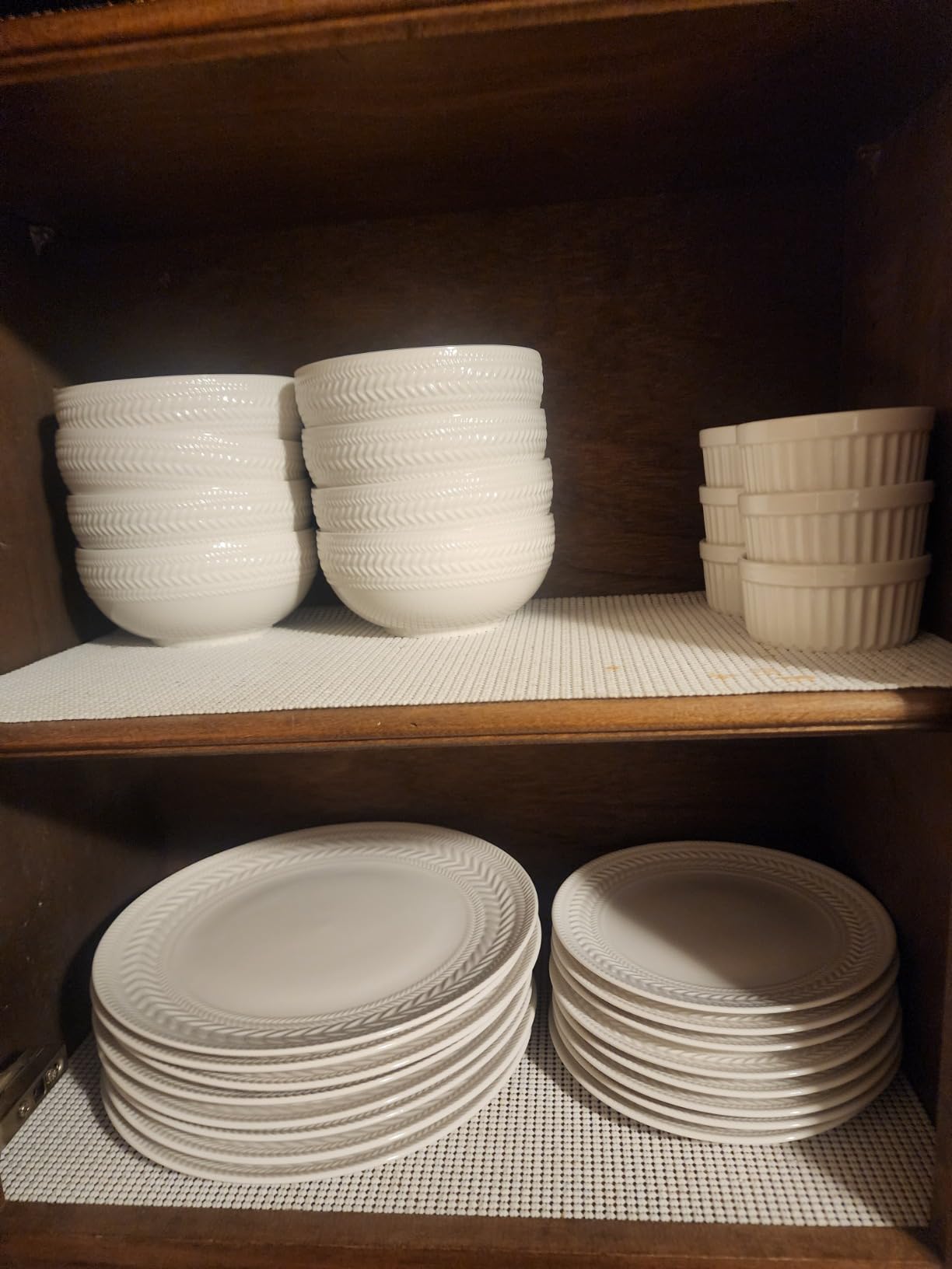 Pfaltzgraff Josephine 24-Piece Dinnerware Set, Porcelain Dish Set with Embossed Basket Weave Design, Service for 8, White Plates and Bowls Sets, Microwave and Dishwasher Safe customer photo 2