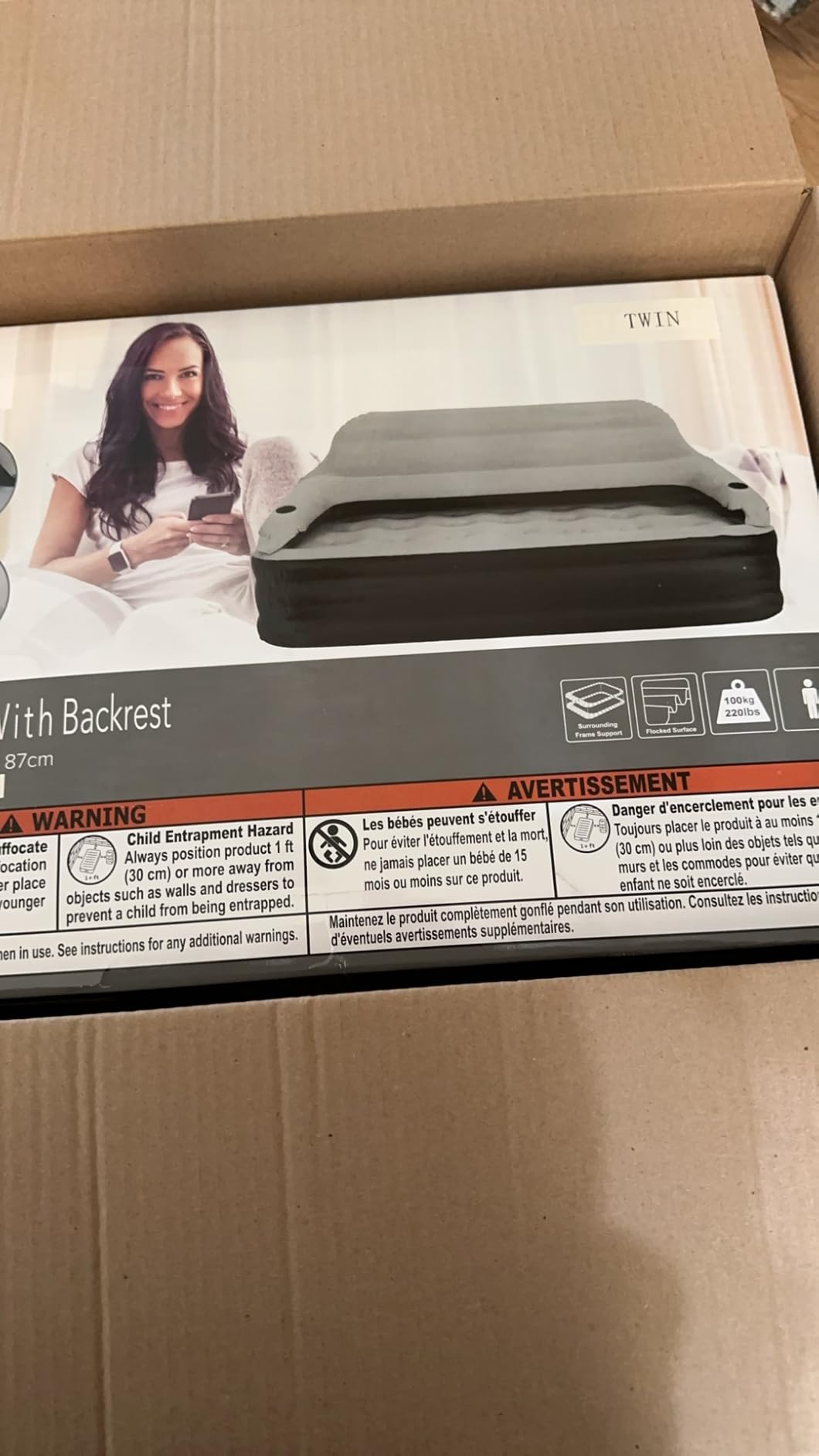 DIMAR GARDEN Twin Size Air Sofa Bed Mattress with Headboard and Pump, Blow Up Couch Inflatable Bed customer photo 2