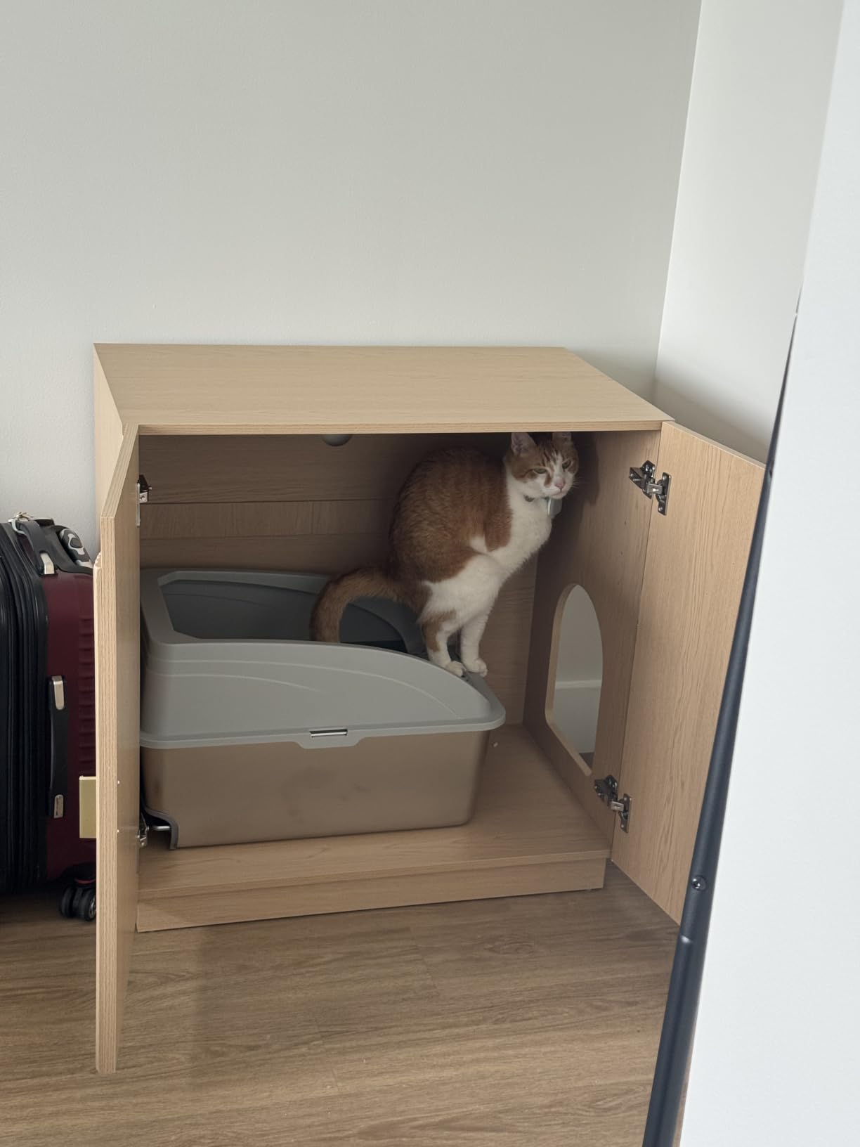 Amunrbrek Large/Tall Litter Box Enclosure, Modern Wooden Litter Box Furniture for XL Litterbox customer photo 1