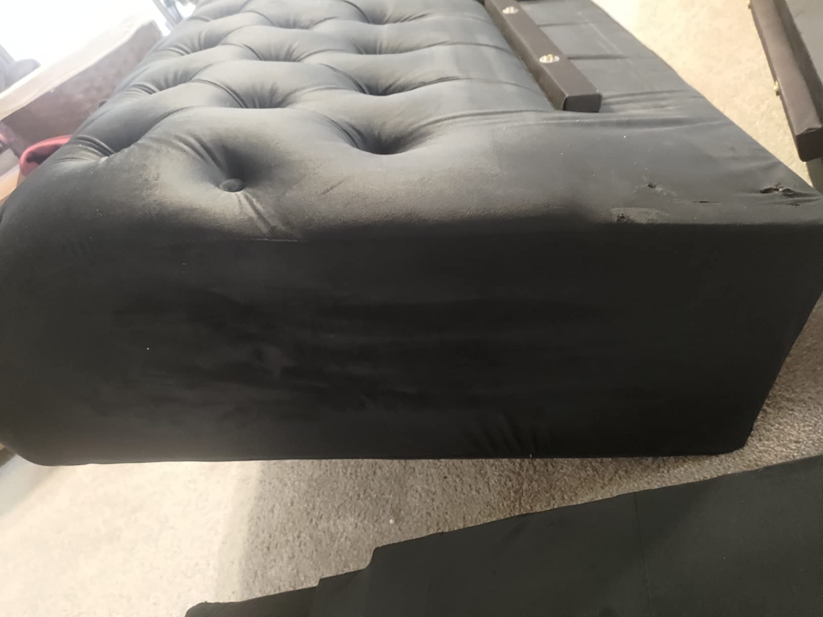 LEVNARY Chesterfield Chair Leather, Upholstered Sofa Chair with High Back, Mid-Century Modern Armchair with Solid Wood Legs, Single Couches for Living Room (Black) customer photo 2