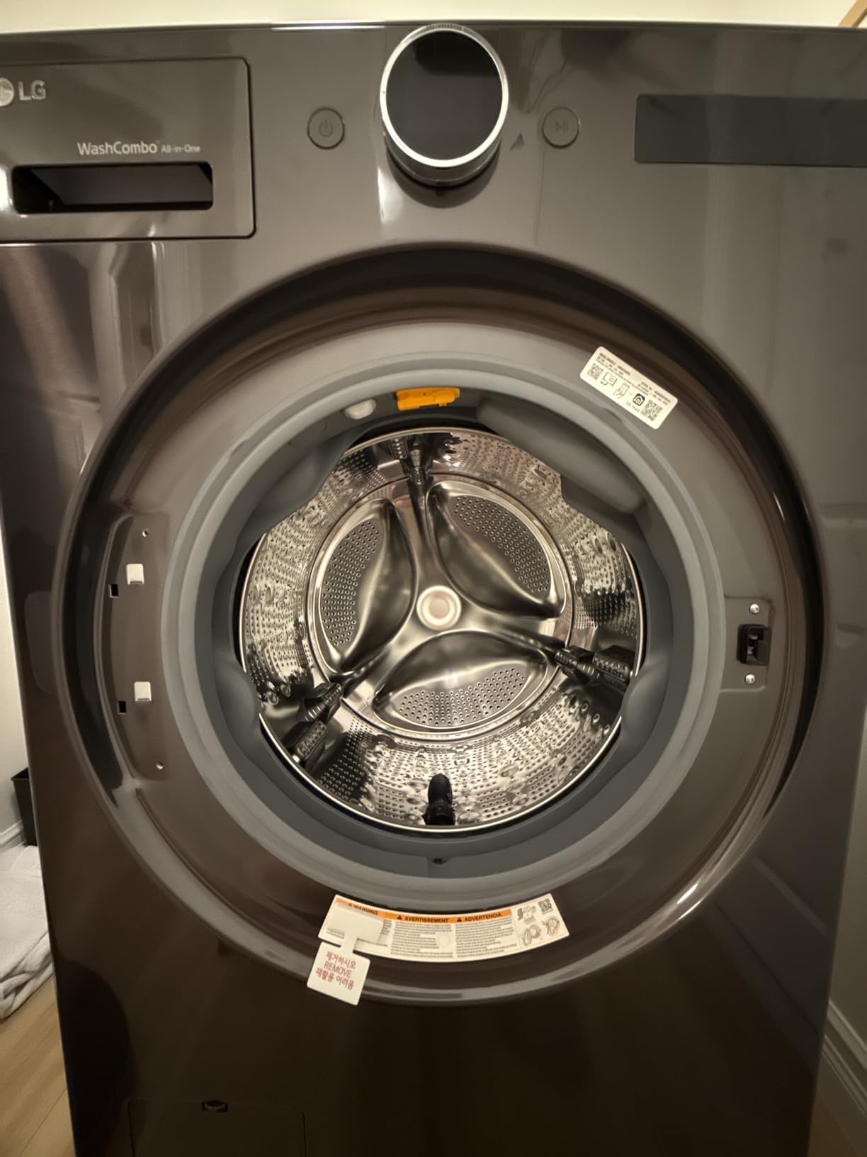 LG 5.0 cu. ft. Mega Capacity Smart Front Load Electric All-in-One Washer Dryer Combo with TurboWash360 WiFi in Black Steel customer photo 1