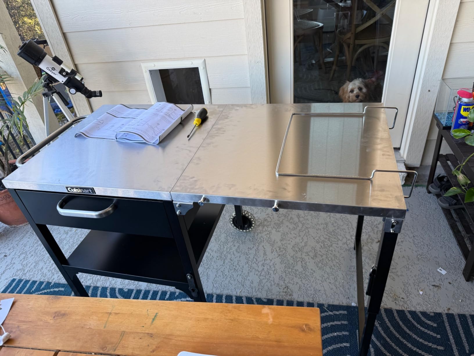 Cuisinart Prep 'n Cook Outdoor Table and Grill Stand, Stainless Steel Folding Table with Wheels, 48