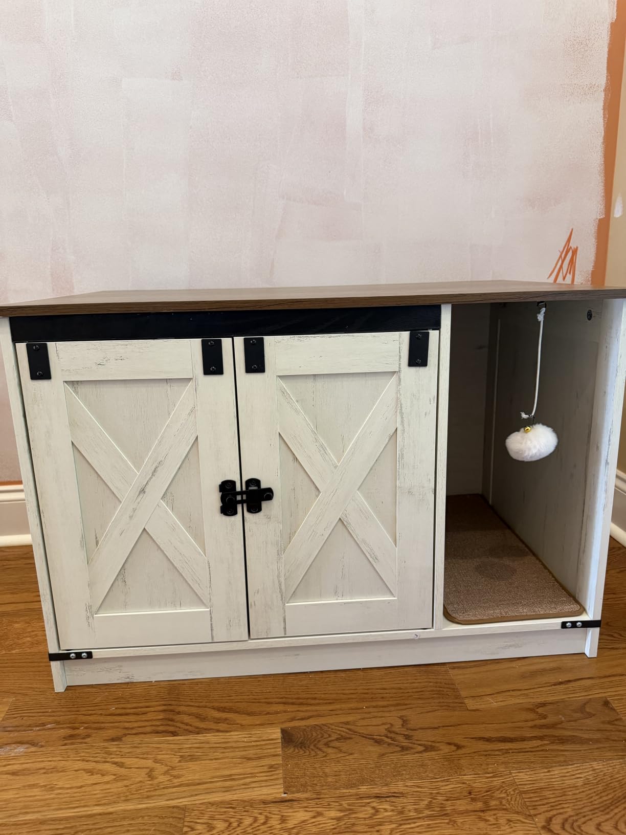 Hzuaneri Cat Litter Box Enclosure, Hidden Litter Box Cabinet Furniture with Bell customer photo 1