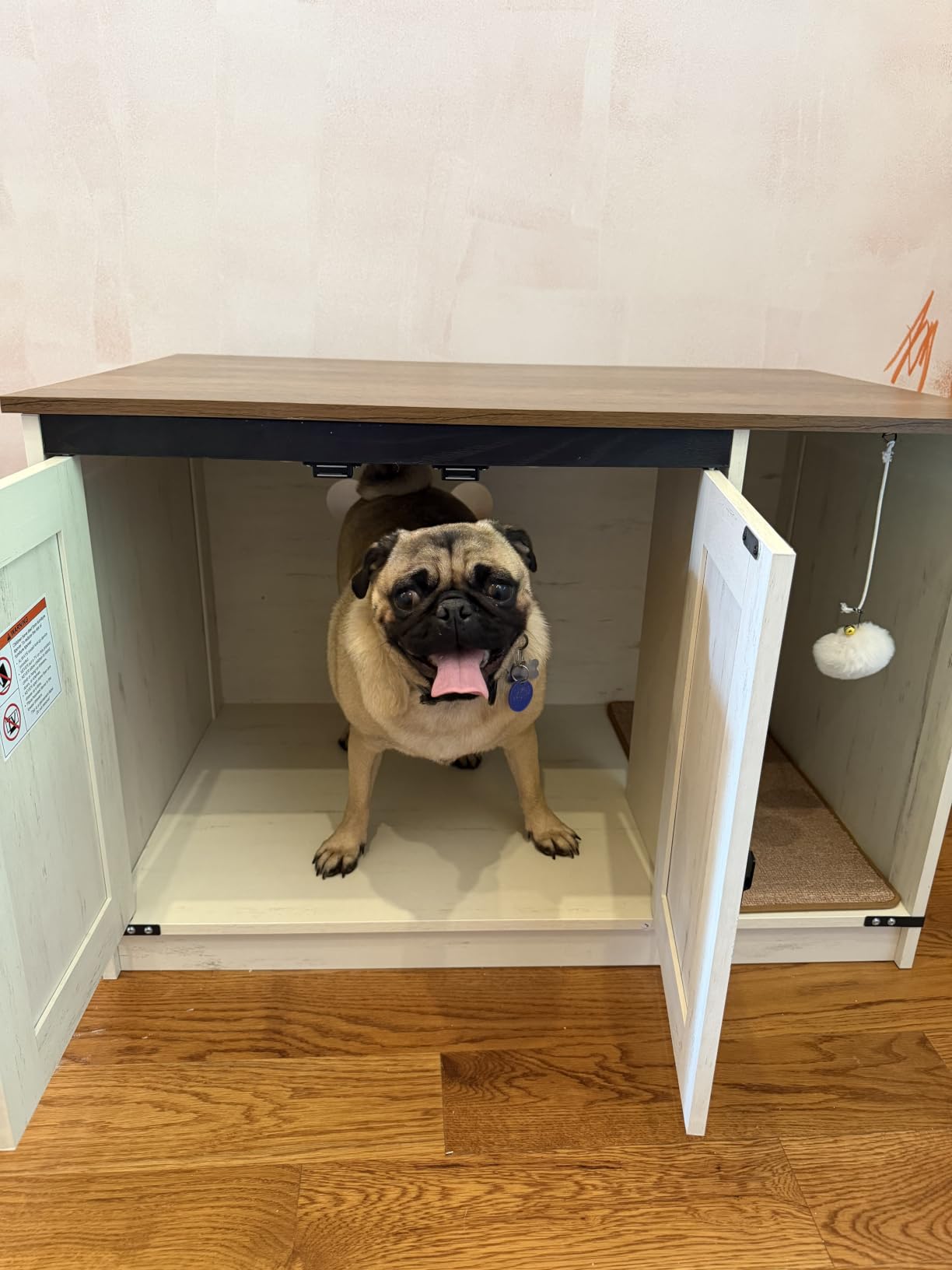 Hzuaneri Cat Litter Box Enclosure, Hidden Litter Box Cabinet Furniture with Bell customer photo 2