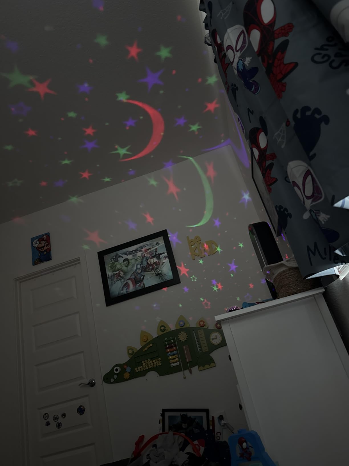 COOLNIGHT Night Light for Kids,93 Lighting+3 Films Kids Night Light Projector,Remote+Dimmable Star Projector,360° Ceiling Stars Glow in the Dark Stars,Gifts for 4 Year Old Boy Birthday Gift customer photo 2