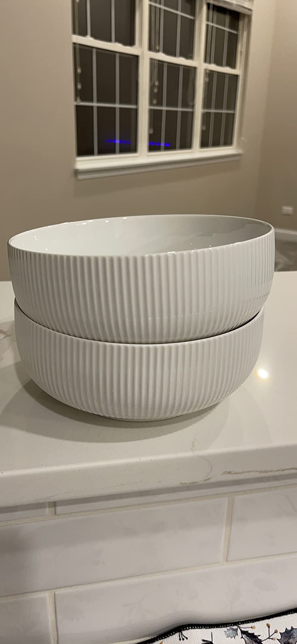 getstar Large Serving Bowls (9.5 inch & 92 fl oz), Ceramic Salad Bowl Set of 2, Microwave and Dishwasher Safe customer photo 2