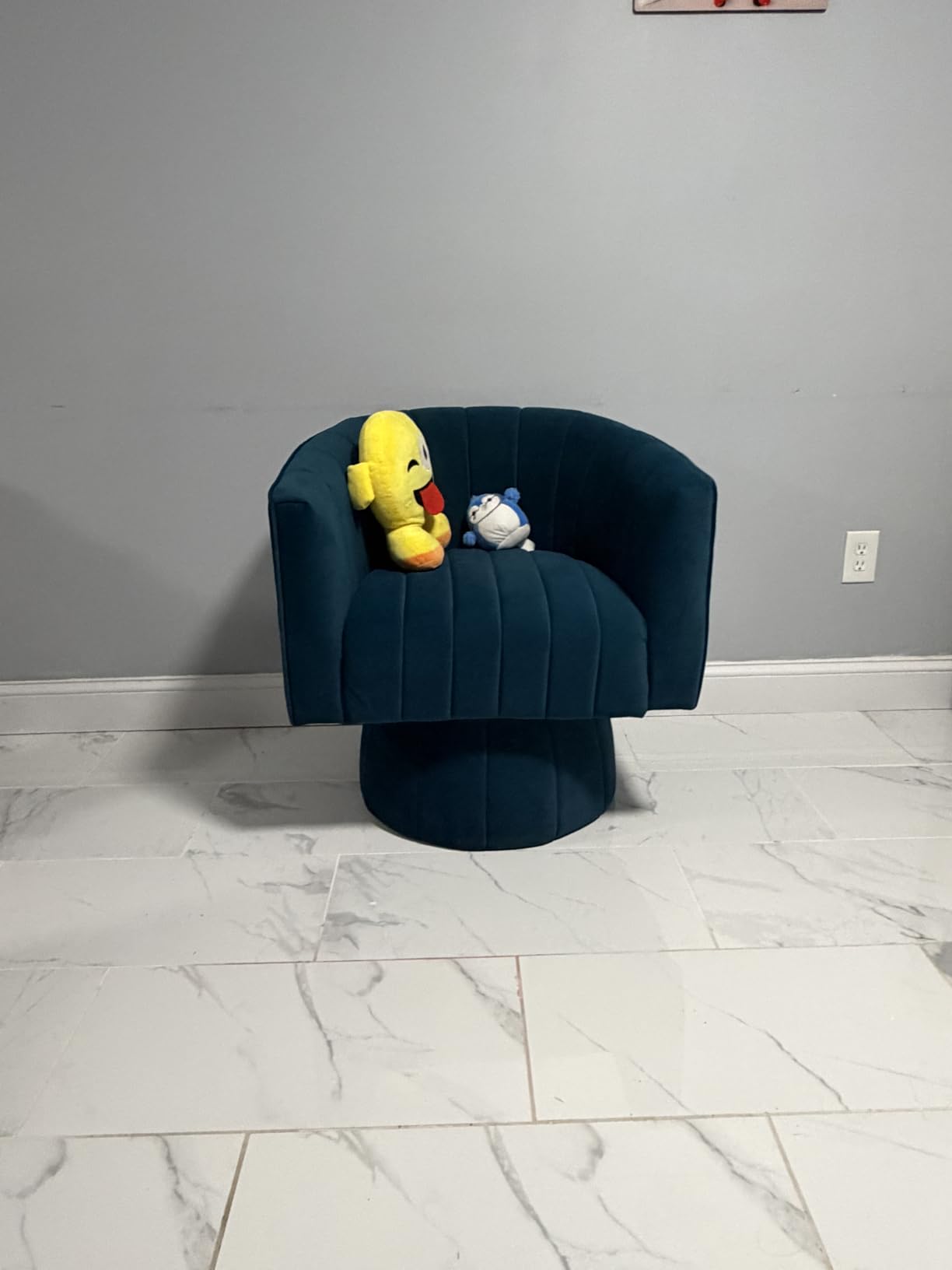 Swivel Accent Barrel Chair - Cute Comfy Small Round 360° Arm Chair Velvet Sofa Club Reading Chair for Living Room Bedroom Office White customer photo 1