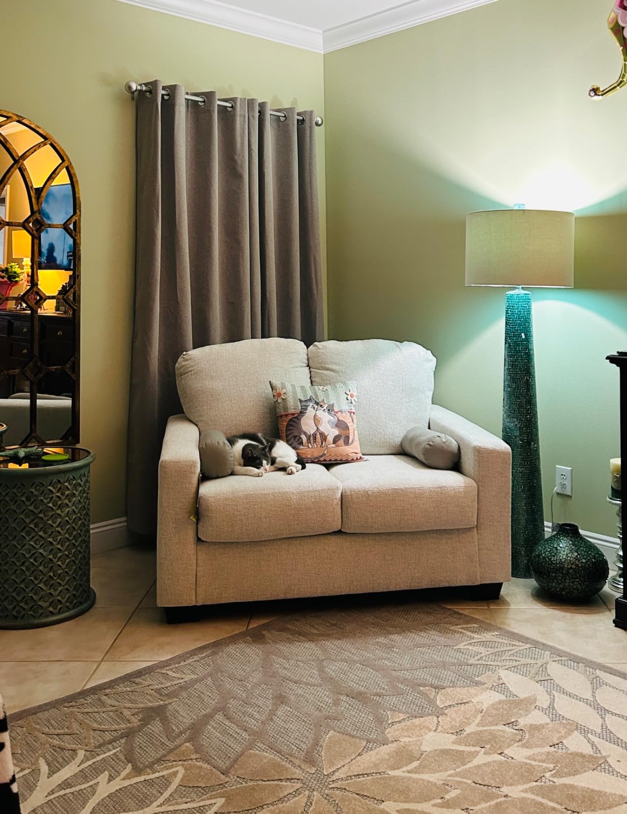 Signature Design by Ashley Twin Pull Out Sofa Bed, Snow, Rannis | 100% polyester chenille, Pull out twin sleeper sofa, Memory foam mattress, Fits 36 in doorways, No assembly required customer photo 1