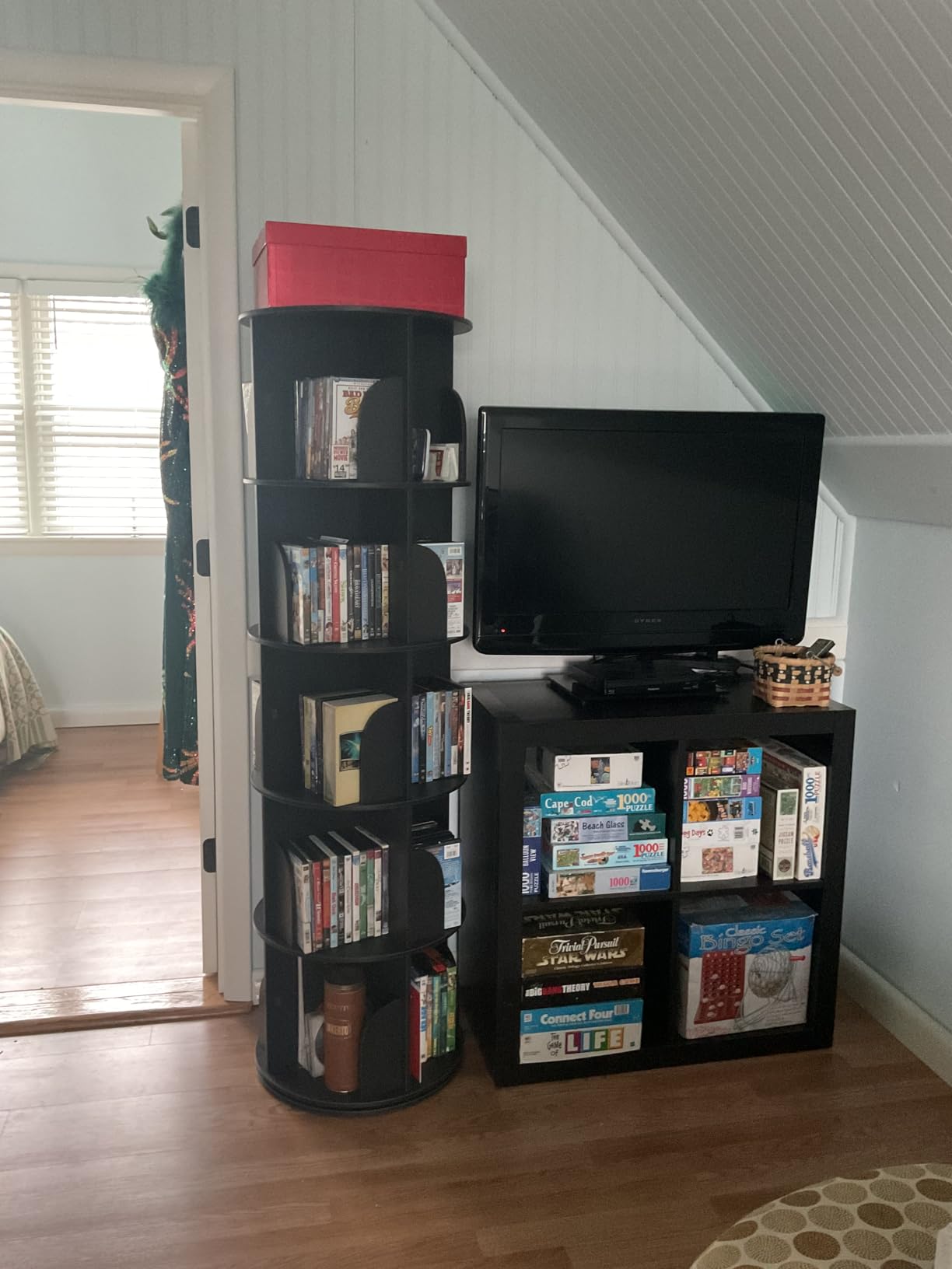 SpaceAid 4 Tier Rotating Bookshelf Tower, Spinning Bookcase Lazy Susan, Revolving 360 Book Shelf Storage Round Carousel, Vertical Rotate Turning Spiral Corner Organizer, White customer photo 1