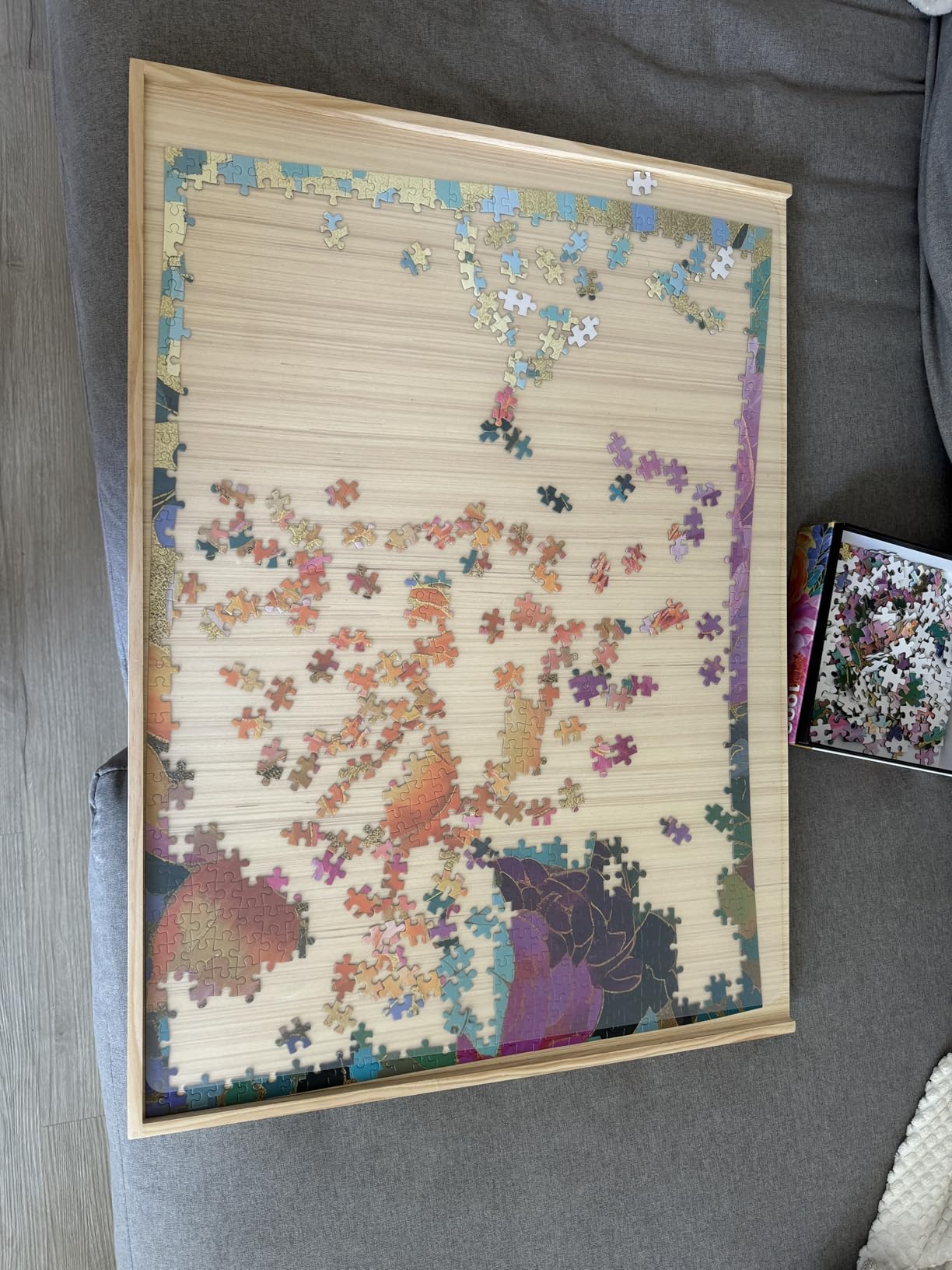 Rotatable 360-Degree Wheels Puzzle Board with Drawers and Cover 1000 Pieces Lightweight Portable Wooden Puzzle Table for Adults Size 30