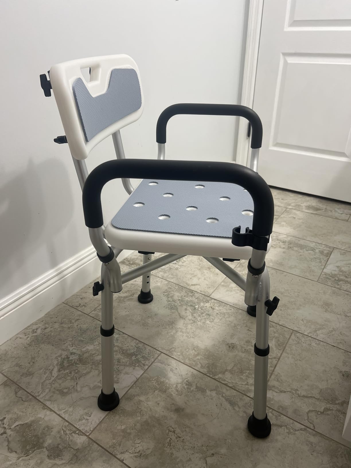 VFAUOSIT Shower Chair with Removable Arms and Back, 550 lb Adjustable Seat customer photo 2