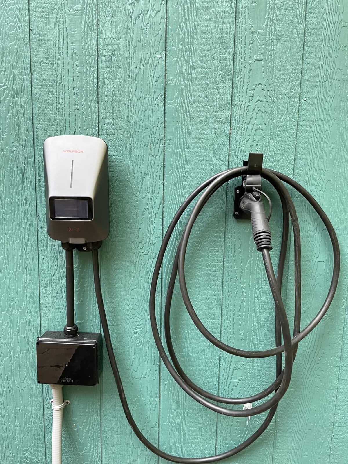 WOLFBOX Level 2 EV Charger 48amp, Hardwired with J1772 Connector, 240V (E48) | CSA Certified, Weatherproof (IP66, NEMA4), 25FT Cable, Smart APP & RFID Card control, Wi-Fi Enabled, 11.5KW customer photo 1