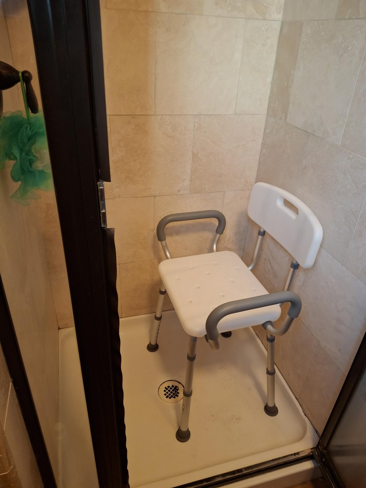 HOMLAND Shower Chair for Inside Shower with Padded Armrests and Back | Height Adjustable, Heavy Duty Shower Seat for Bathtub, Safety Bath Seat for Elderly, Adults, Handicap and Disabled, White customer photo 1