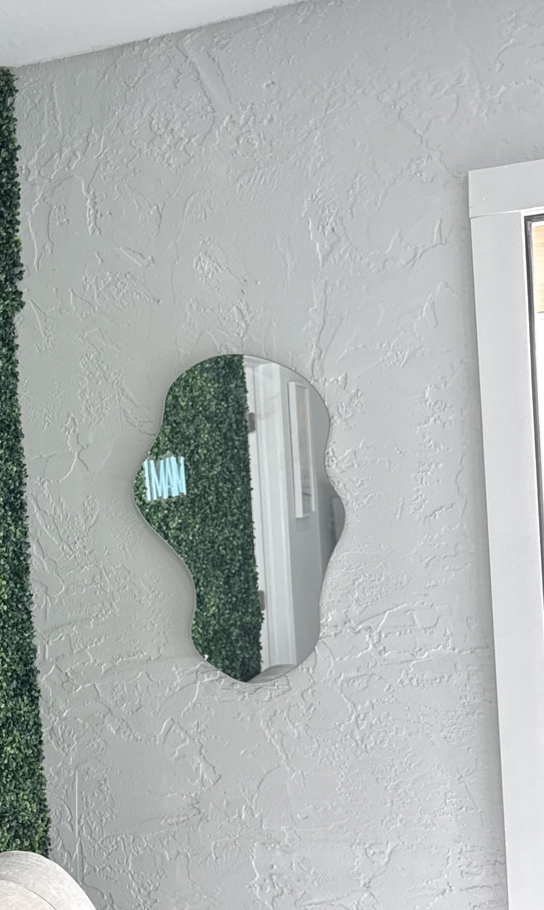 PERFNIQUE Irregular Wall Mirror Asymmetrical Mirror, 28''x17'' Decorative Modern Mirror for Bathroom Bedroom Living Room Entryway, Cloud Frameless, Wall Mounted (28''x17'', Cloud) customer photo 1