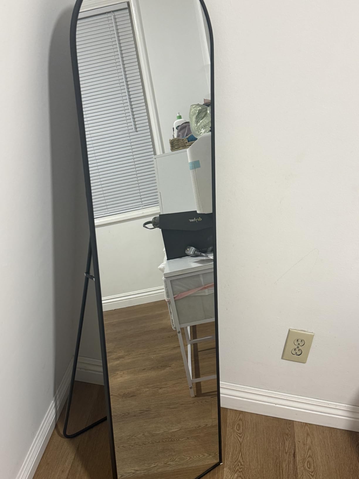 Delma Arched Full Length Mirror with Stand, Black Floor Mirror | Aluminium alloy frame with HD float glass for distortion-free reflection customer photo 2