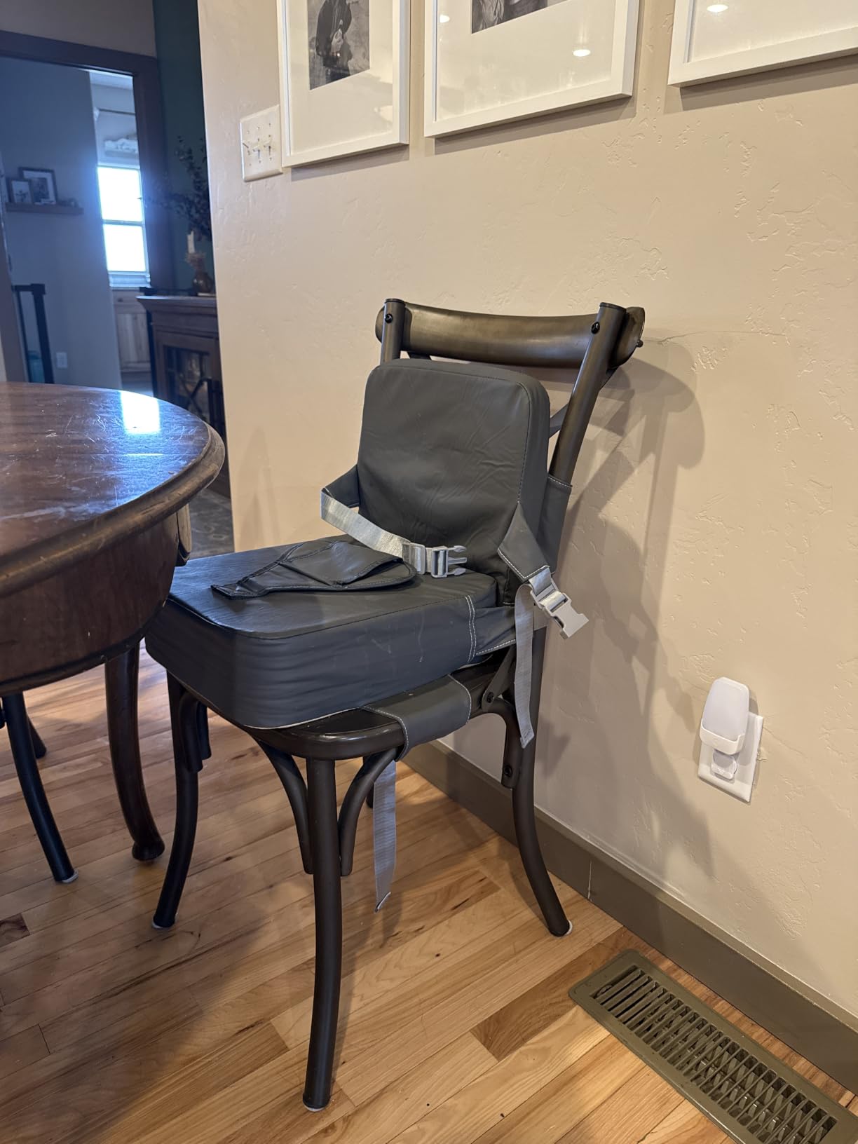 Toddler Booster Seat for Dining Table, Kitchen Chair Booster Cushion | Non-Slip Booster Seat with Backrest and 3 Point Harness, Portable PU Travel Baby Booster Increasing Cushion customer photo 1