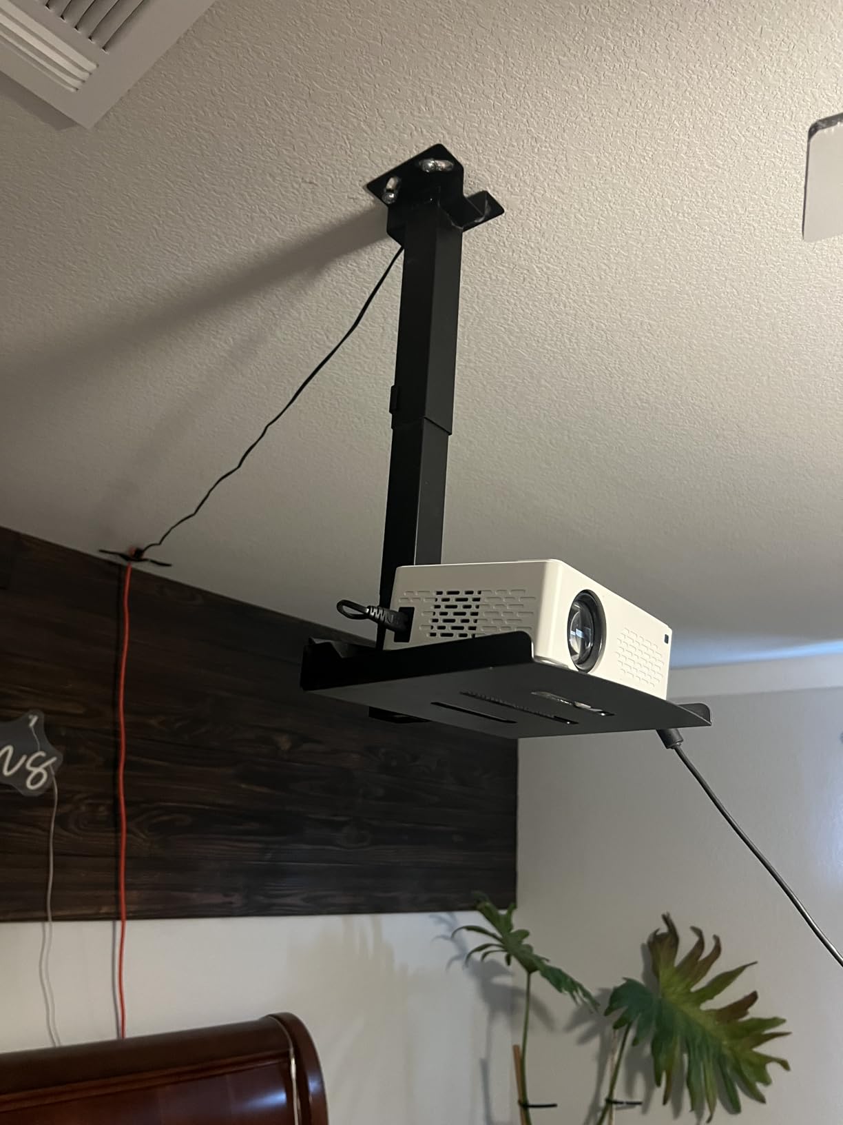 PUTORSEN Adjustable Projector Ceiling Mount,Universal Projector Shelf for Ceiling and Wall, Holds up to 22lbs, No Hole Installation, Hidden Cable Routing, Black customer photo 2