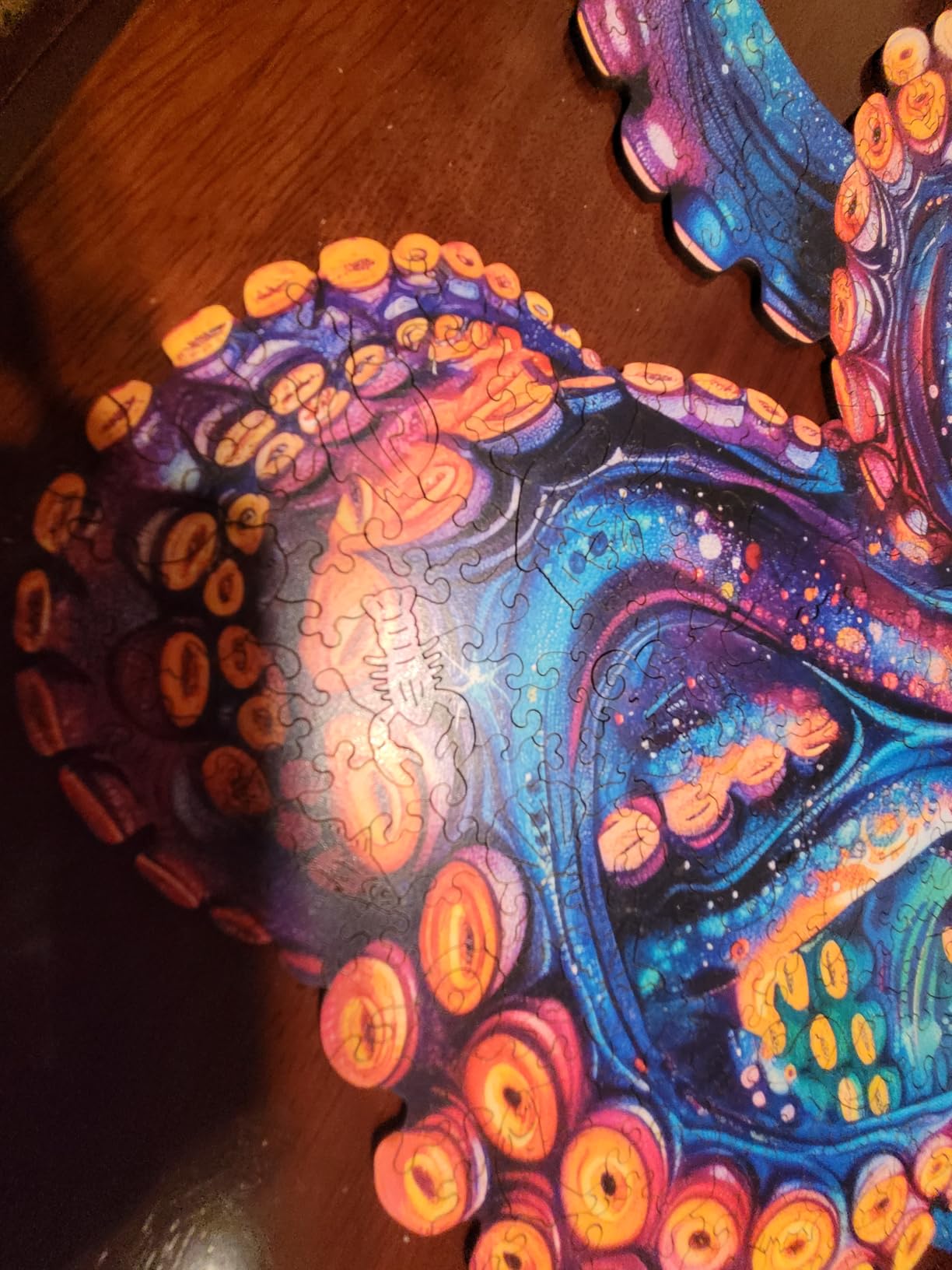 Qiuenisray 500 Piece Puzzles for Adults, Wooden Octopus Jigsaw Puzzles | FSC Certified Cool Puzzles, Unique Shape Ocean Puzzle Piece, Wall Decor, Wood Creative Gift for Family Game 16.9x16.9 in customer photo 1