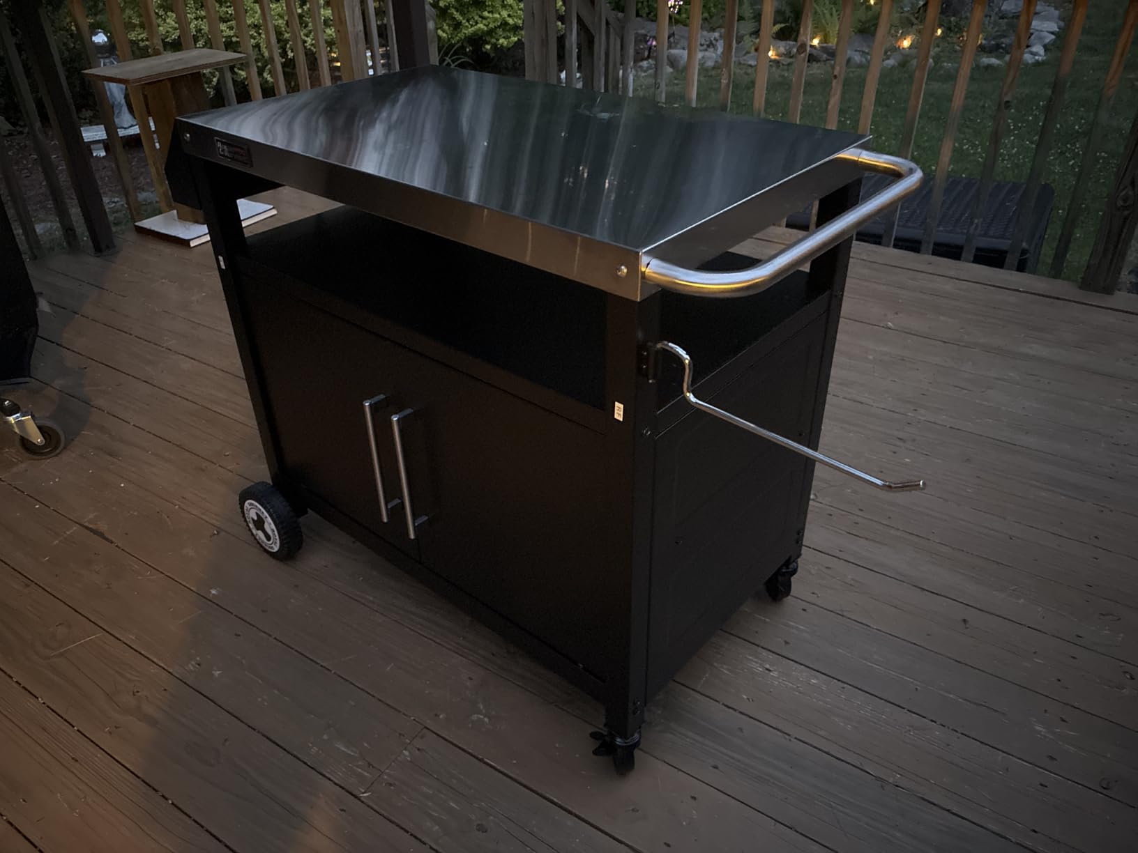 PC3403S Outdoor Grill Cart with Wheels Black | Movable Kitchen Island with Storage Cabinet for BBQ, Stainless Steel Dining Cart Table for Food Prep customer photo 1