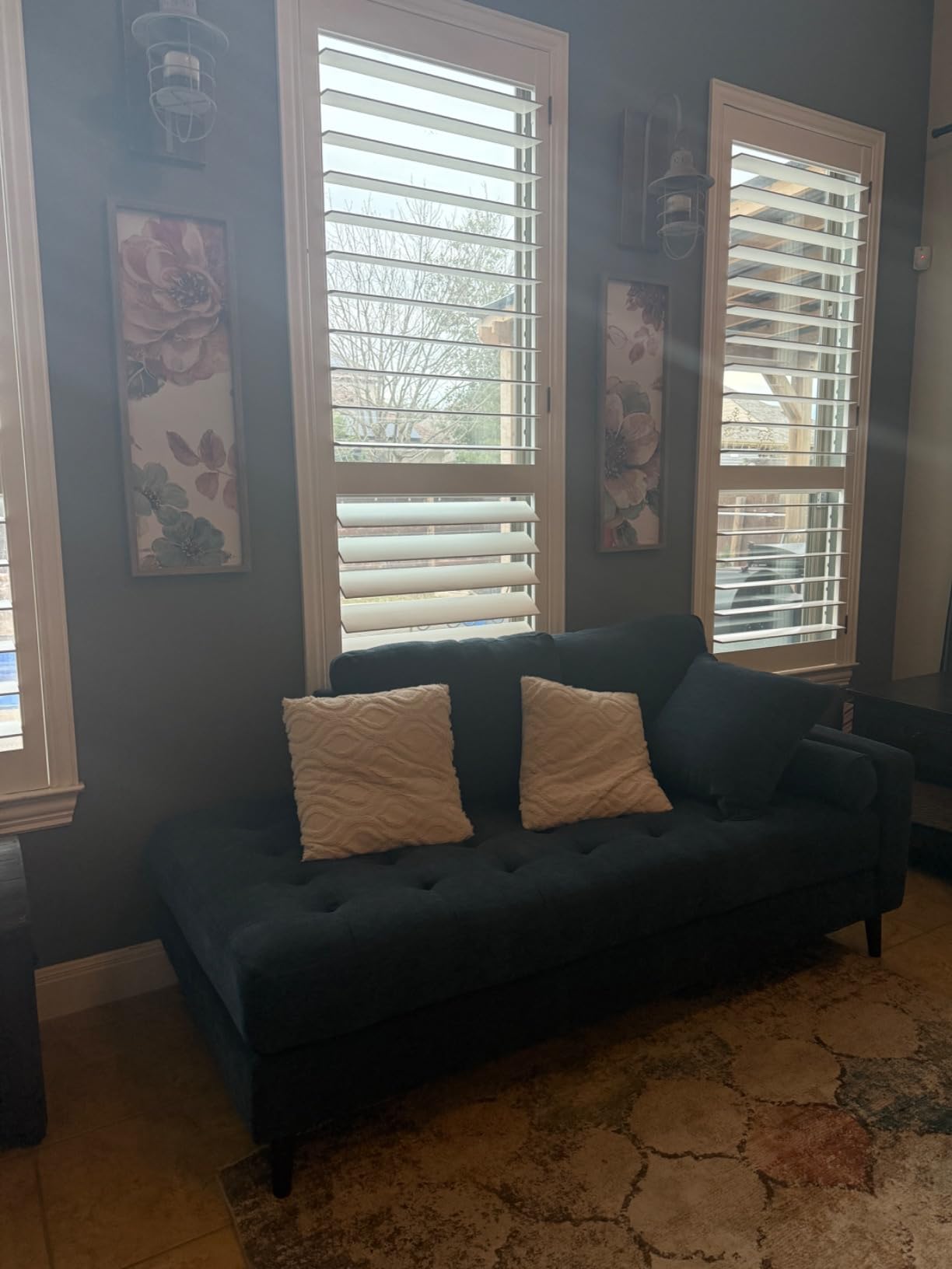 Signature Design by Ashley Bixler Mid-Century Modern Tufted Right-arm Facing Corner Chaise with Tapered Legs and Removable Cushions, Blue customer photo 1